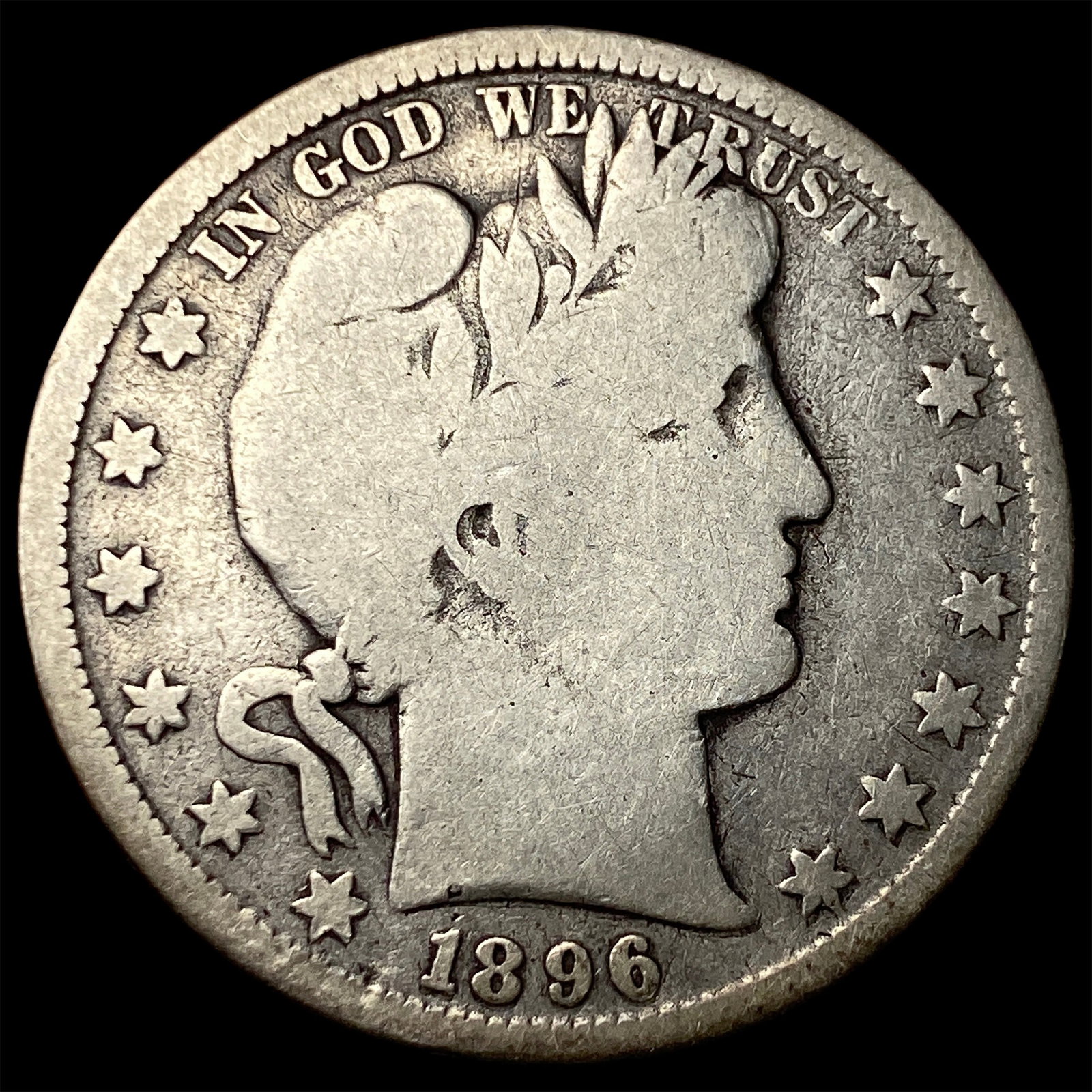 1896-S Silver Barber Half Dollar NICELY CIRCULATED: 1896-S Silver Barber Half Dollar NICELY CIRCULATED