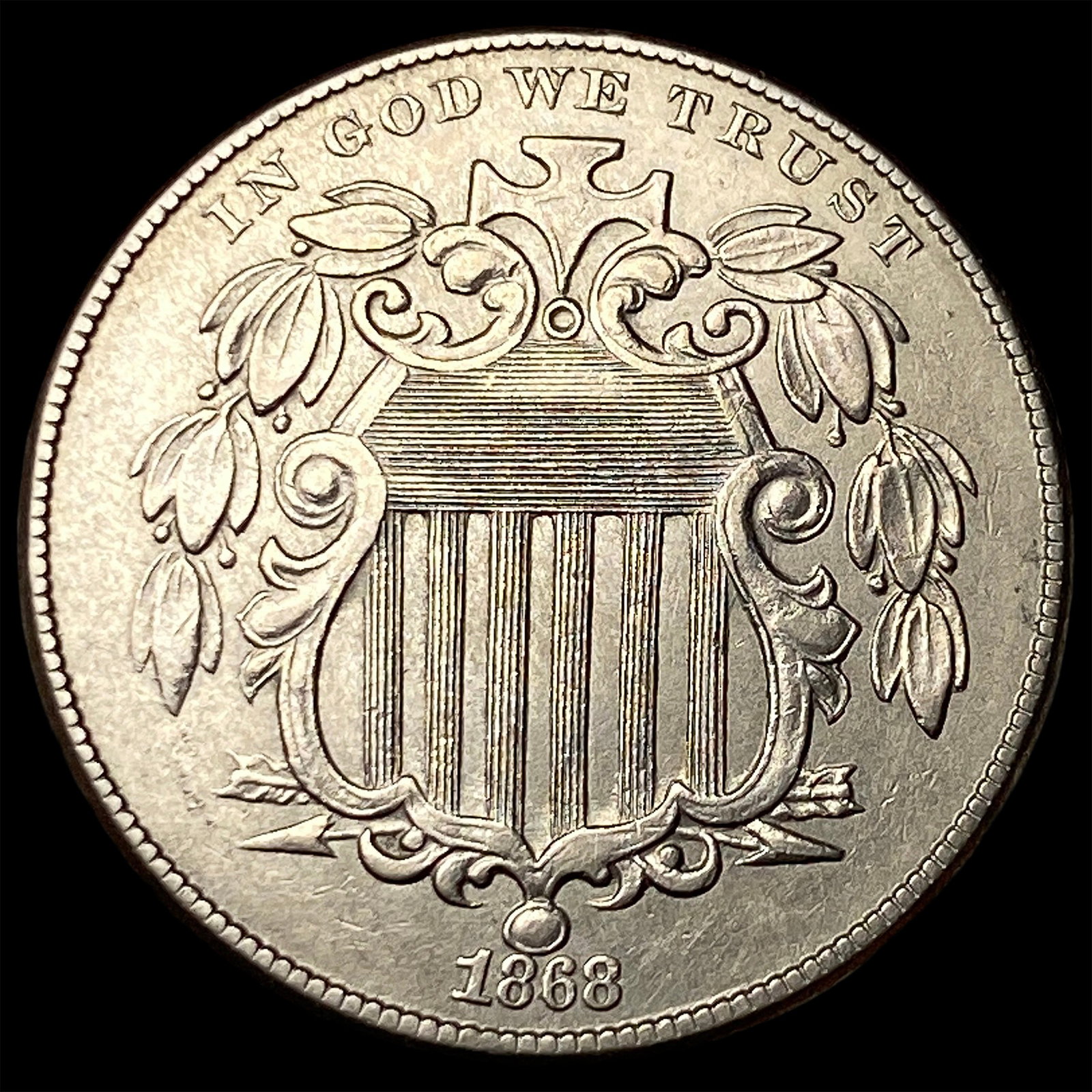 1868 Shield Nickel CLOSELY UNCIRCULATED (1 of 2)