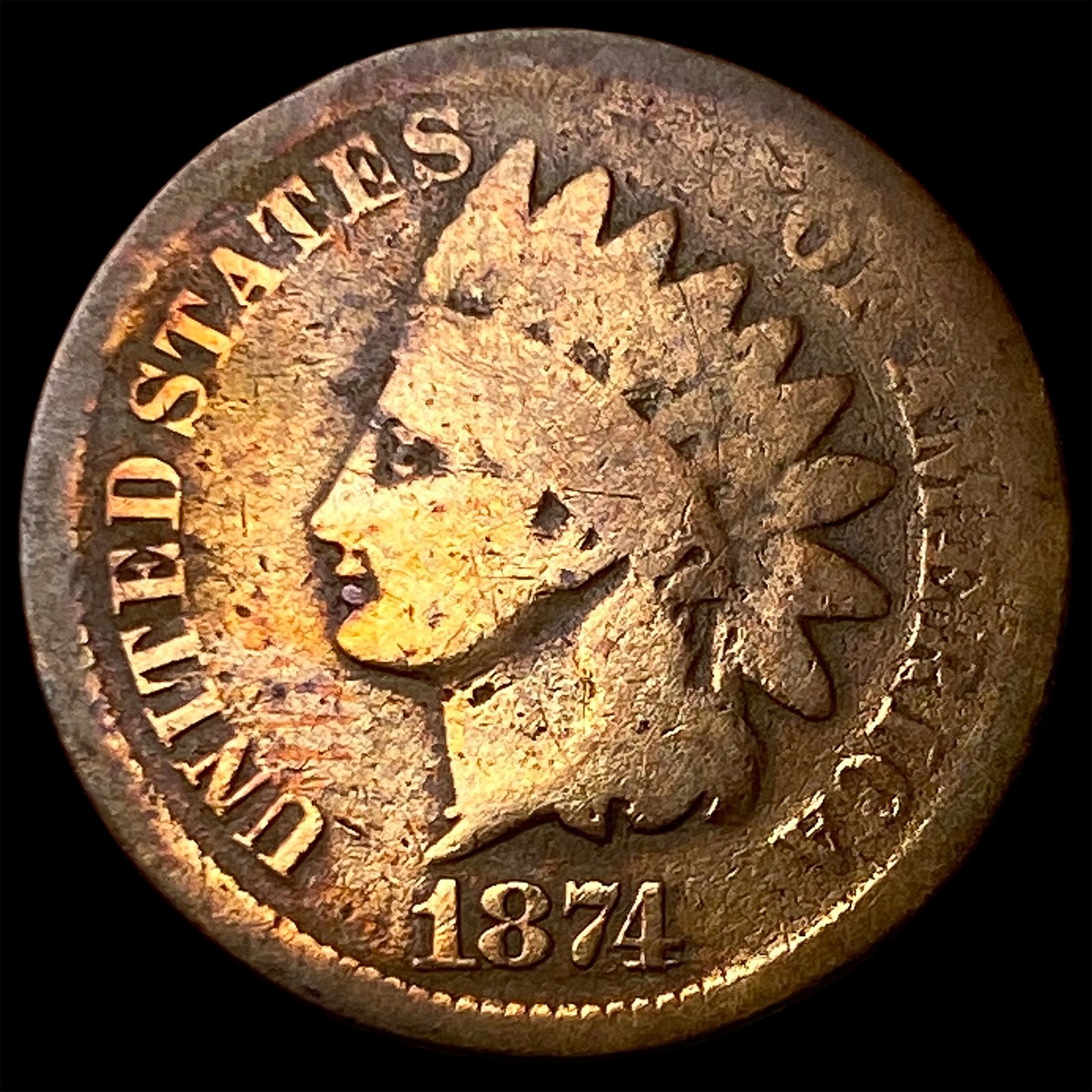 1874 Indian Head Cent NICELY CIRCULATED (1 of 2)