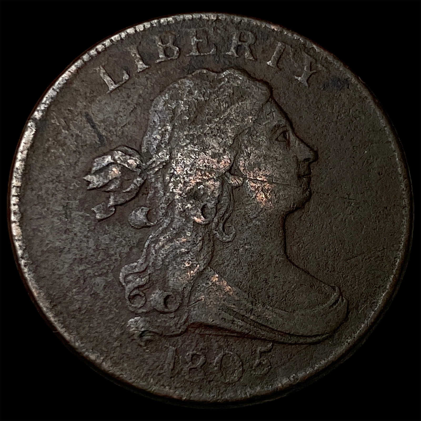 1805 Copper Half Cent LIGHTLY CIRCULATED: 1805 Copper Half Cent LIGHTLY CIRCULATED