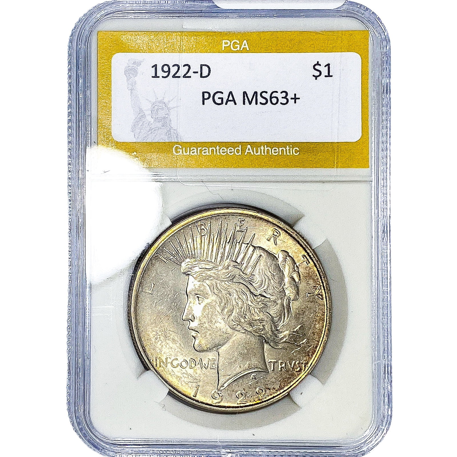 1922-D Silver Peace Dollar PGA MS63+: 1922-D Silver Peace Dollar PGA MS63+
