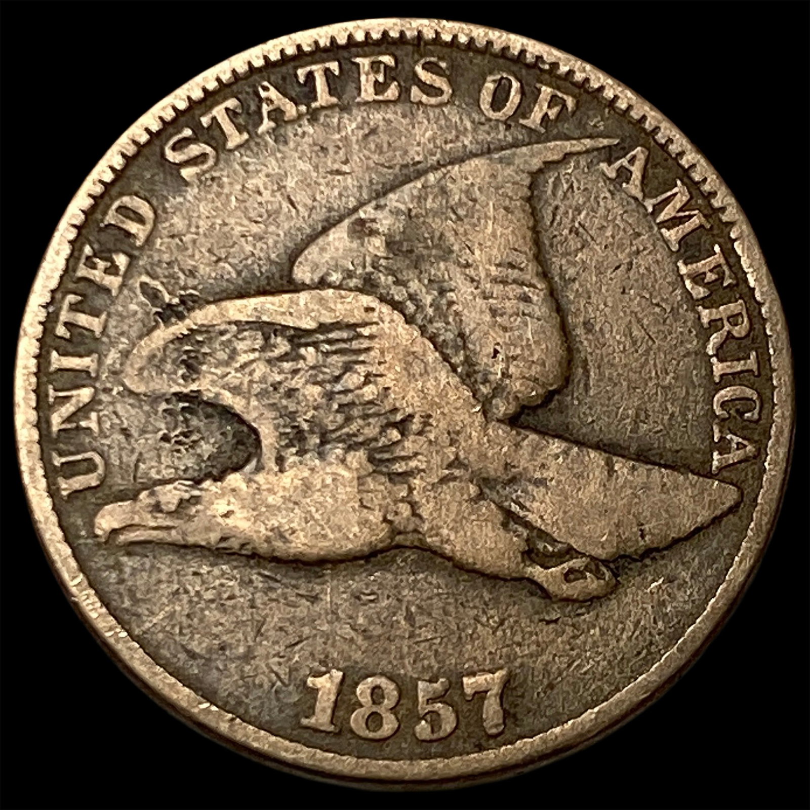 1857 Copper-Nickel Flying Eagle Cent NICELY CIRCULATED (1 of 2)
