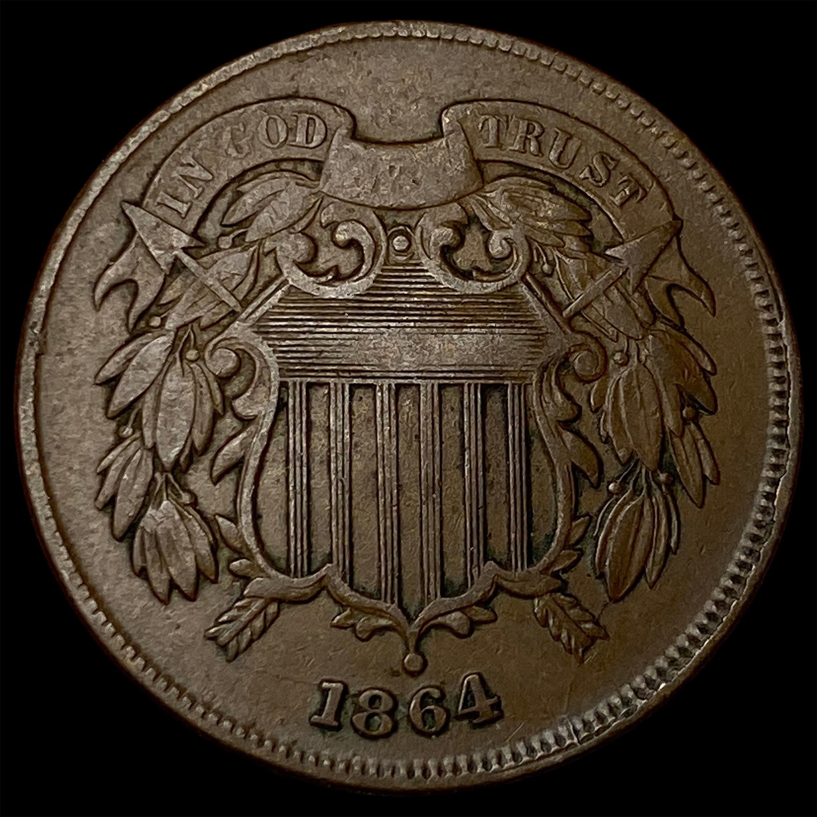 1864 Bronze Two-Cent Piece LIGHTLY CIRCULATED (1 of 2)