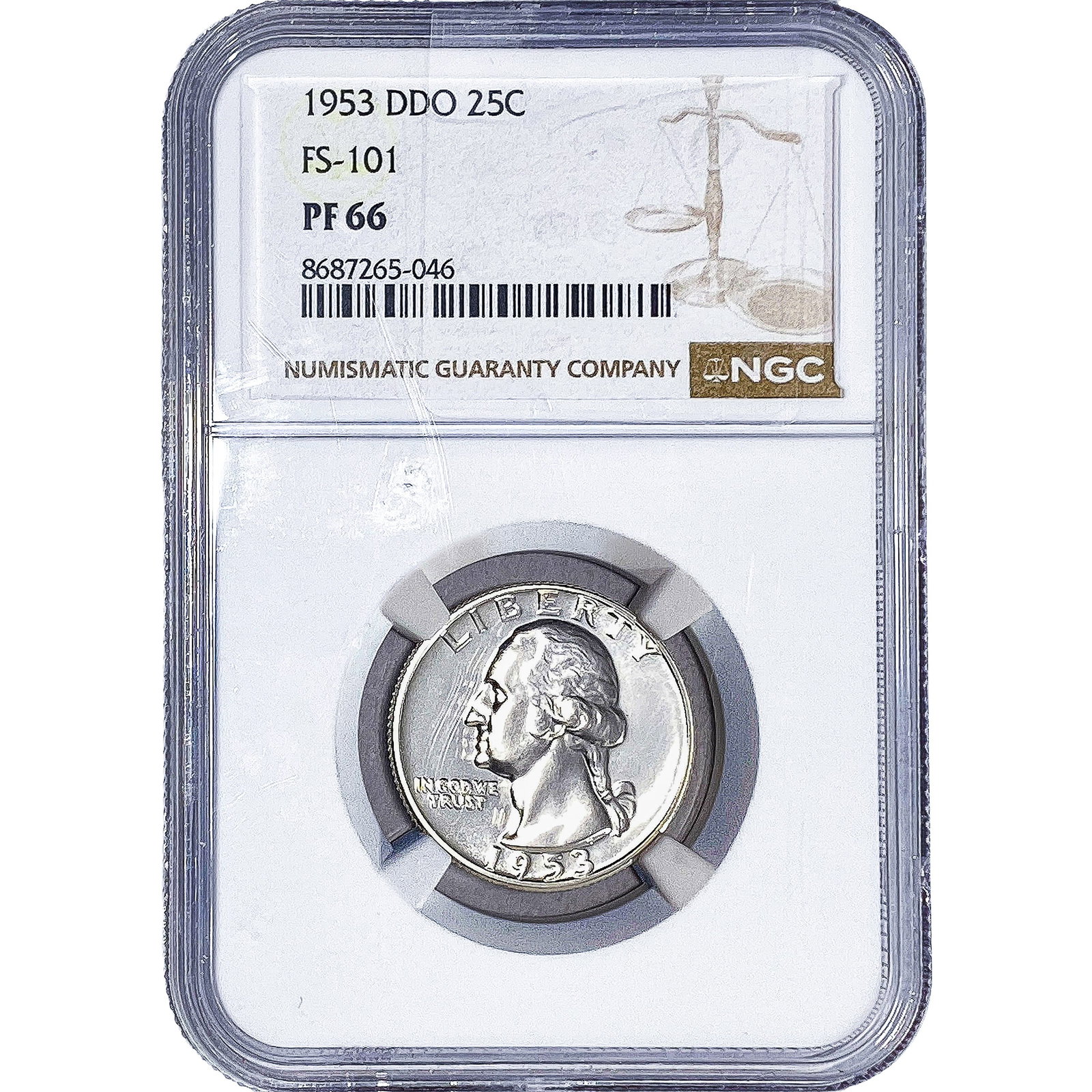 1953 DDO Washington Silver Quarter NGC PF66: 1953 DDO Washington Silver Quarter NGC PF66