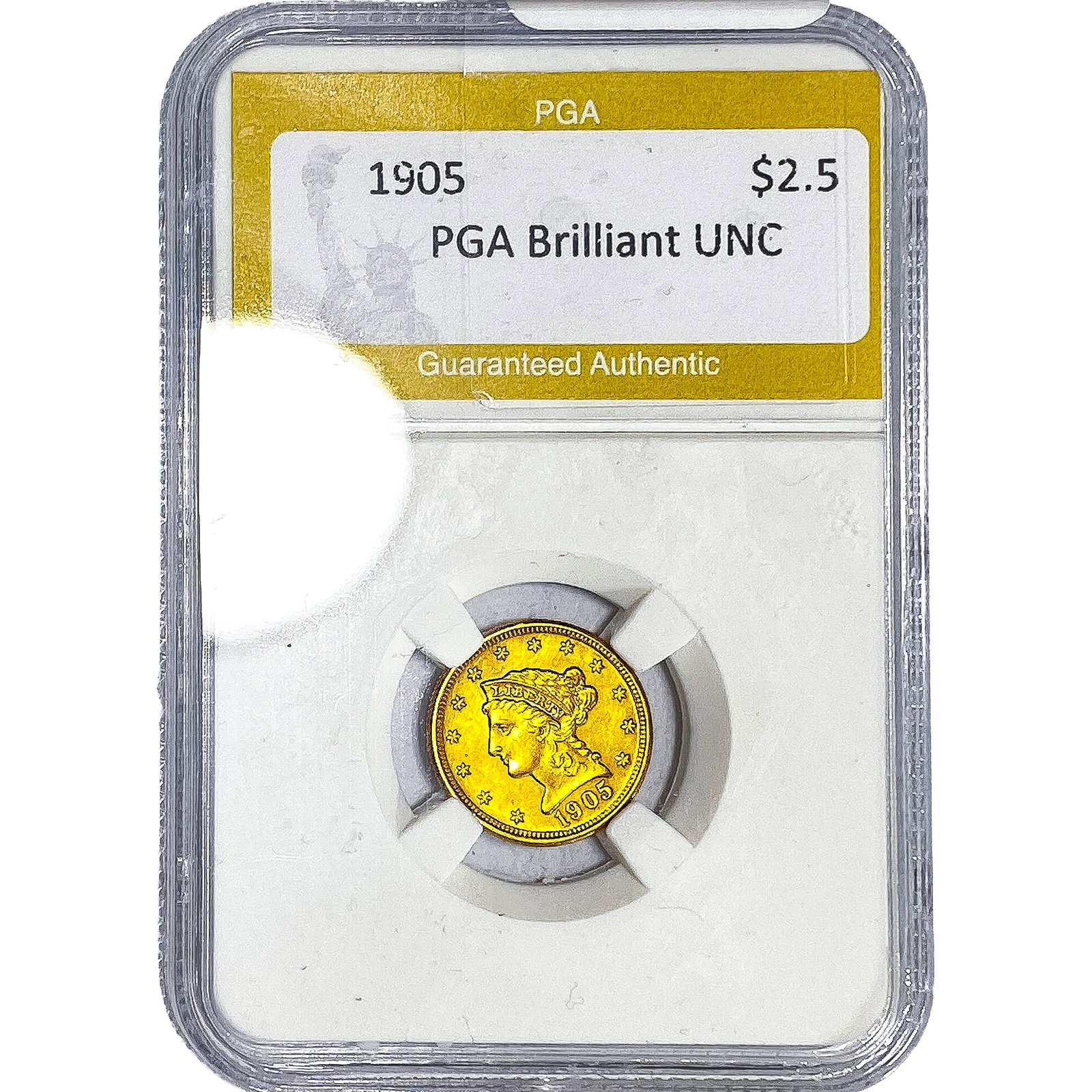1905 $2.50 Gold Quarter Eagle PGA Brilliant UNC: 1905 $2.50 Gold Quarter Eagle PGA Brilliant UNC