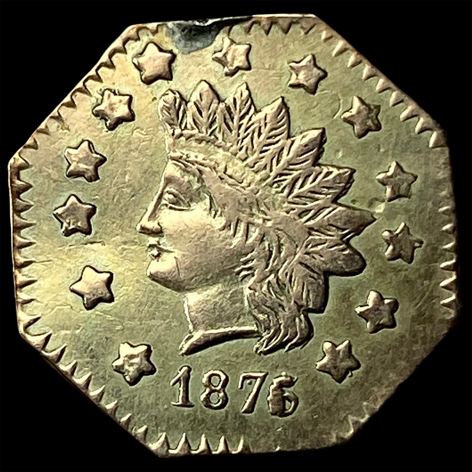 1876 California Gold 1 Dollar Token NEARLY UNCIRCULATED: 1876 California Gold 1 Dollar Token NEARLY UNCIRCULATED