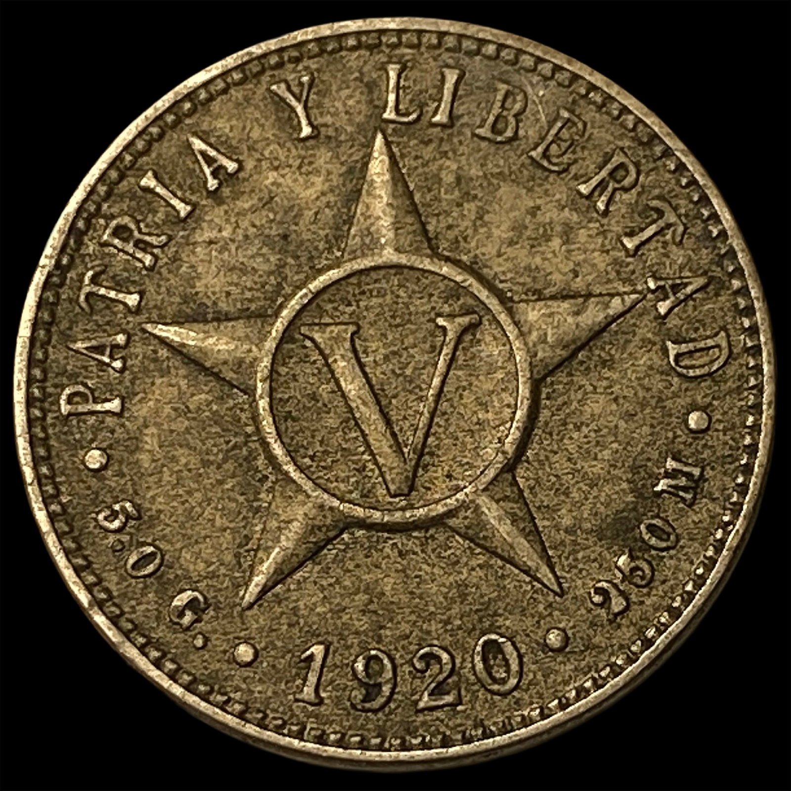 1920 Cuba Silver 5 Centavos: 1920 Cuba Silver 5 Centavos