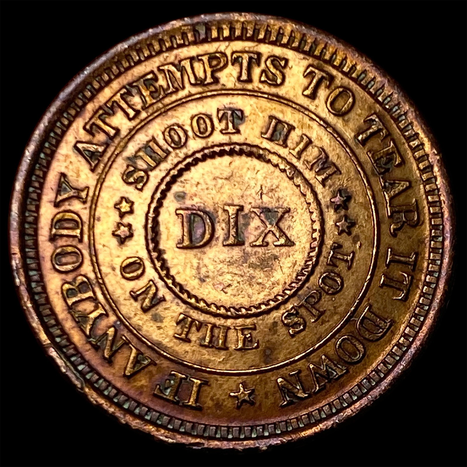 1863 Civil War Token - Dix/Flag of Our Union LIGHTLY CIRCULATED: 1863 Civil War Token - Dix/Flag of Our Union LIGHTLY CIRCULATED
