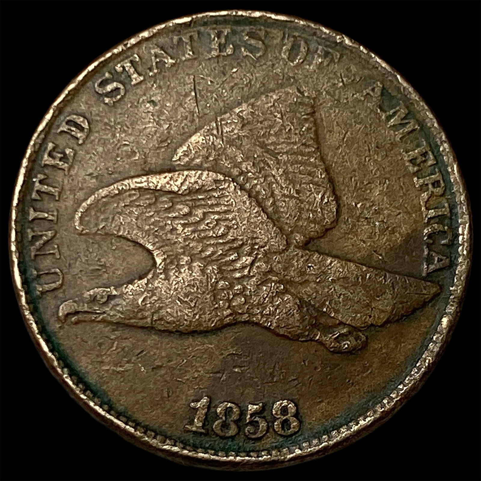 1858 Copper-Nickel Flying Eagle Cent ABOUT UNCIRCULATED: 1858 Copper-Nickel Flying Eagle Cent ABOUT UNCIRCULATED
