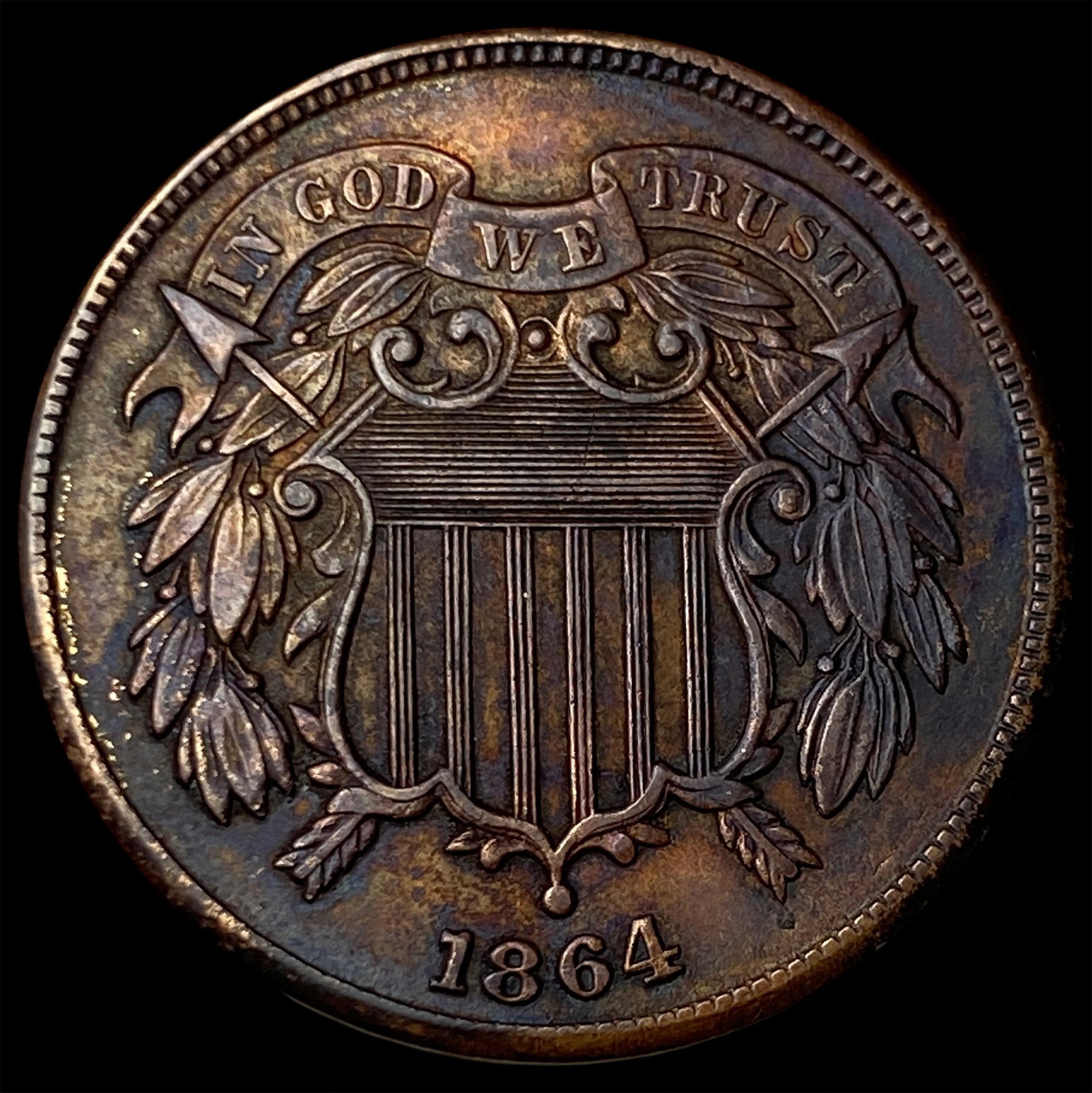 1864 Bronze Two-Cent Piece CHOICE AU (1 of 2)
