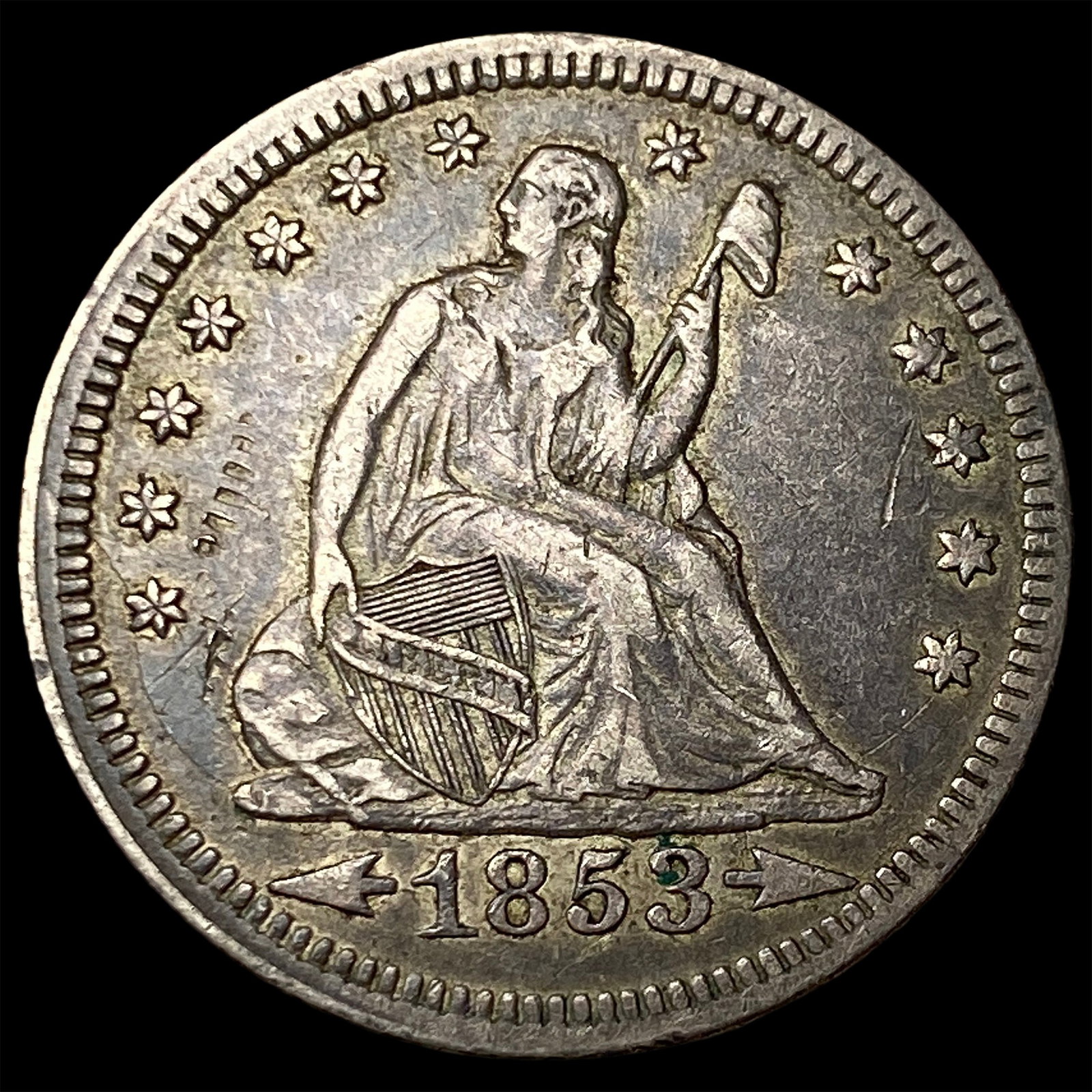 1853 Arrows Seated Liberty Quarter NEARLY UNCIRCULATED (1 of 2)