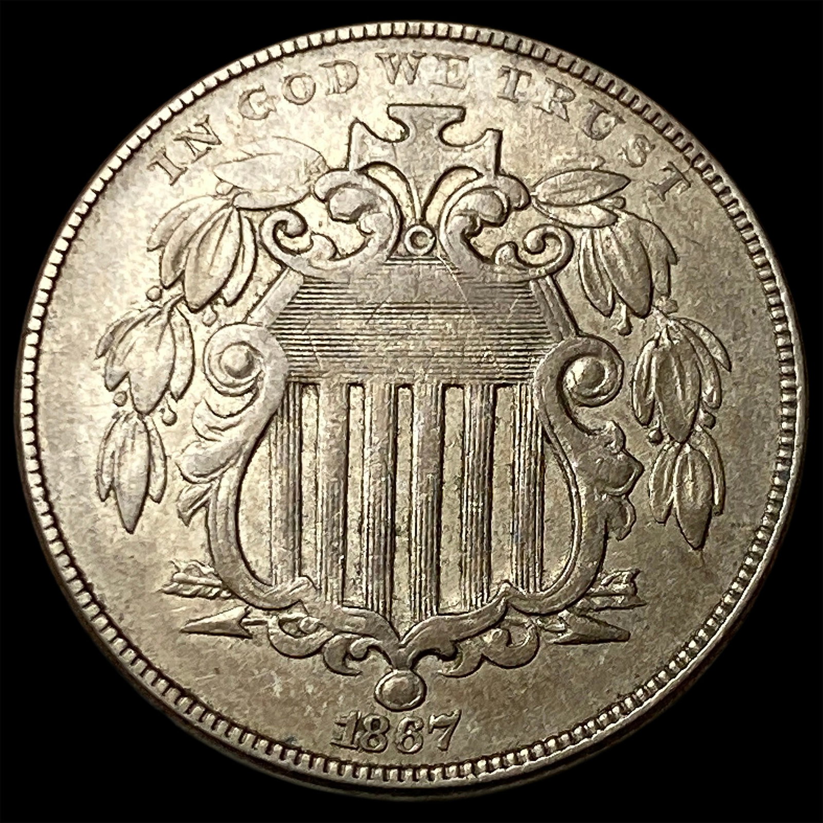 1887 Shield Nickel CLOSELY UNCIRCULATED: 1887 Shield Nickel CLOSELY UNCIRCULATED