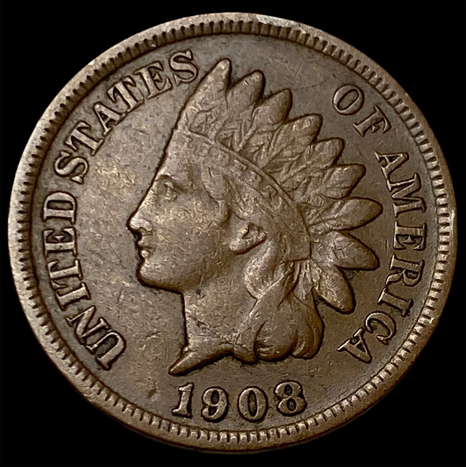 1908-S Indian Head Cent CLOSELY UNCIRCULATED (1 of 2)