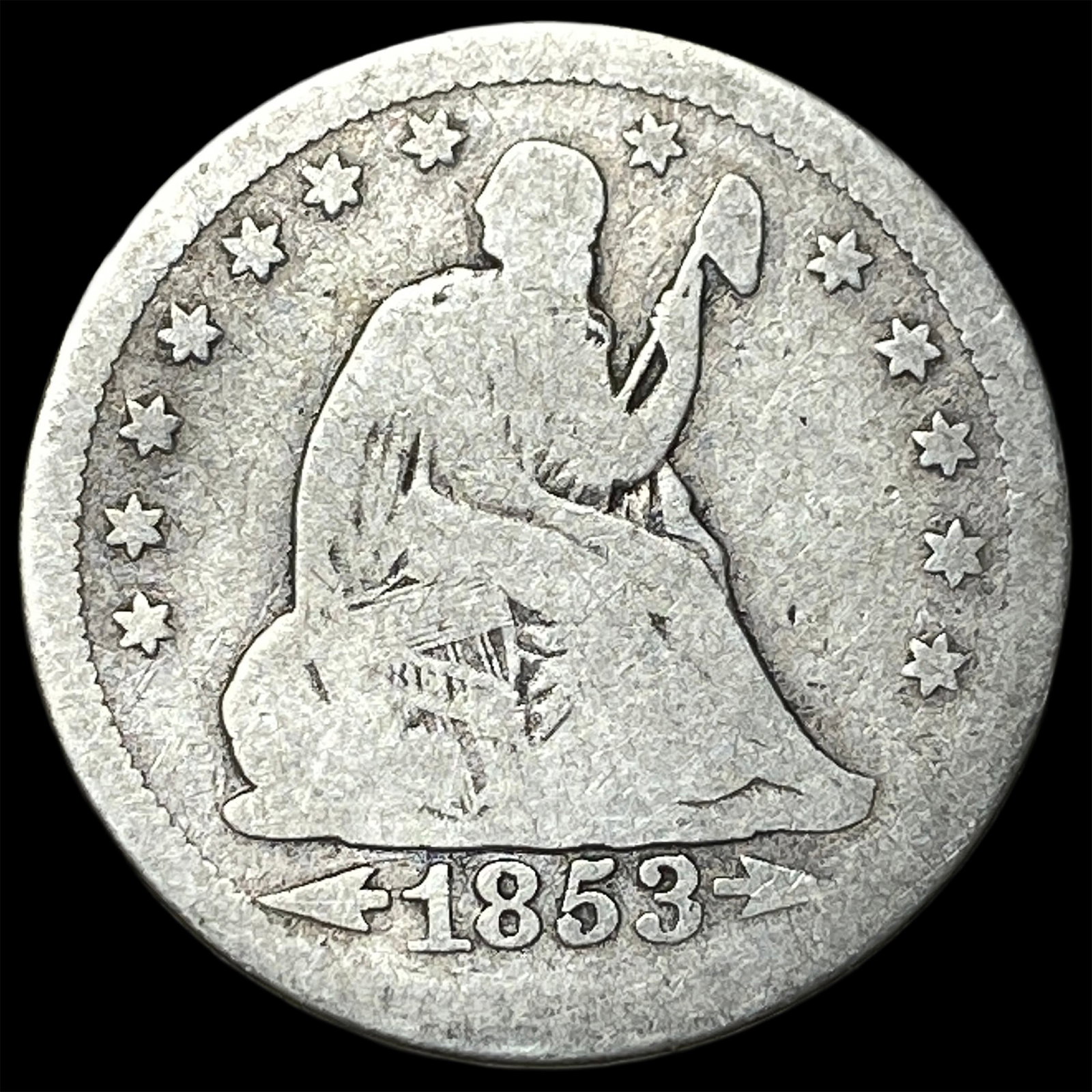 1853 Arrows Seated Liberty Quarter NICELY CIRCULATED: 1853 Arrows Seated Liberty Quarter NICELY CIRCULATED