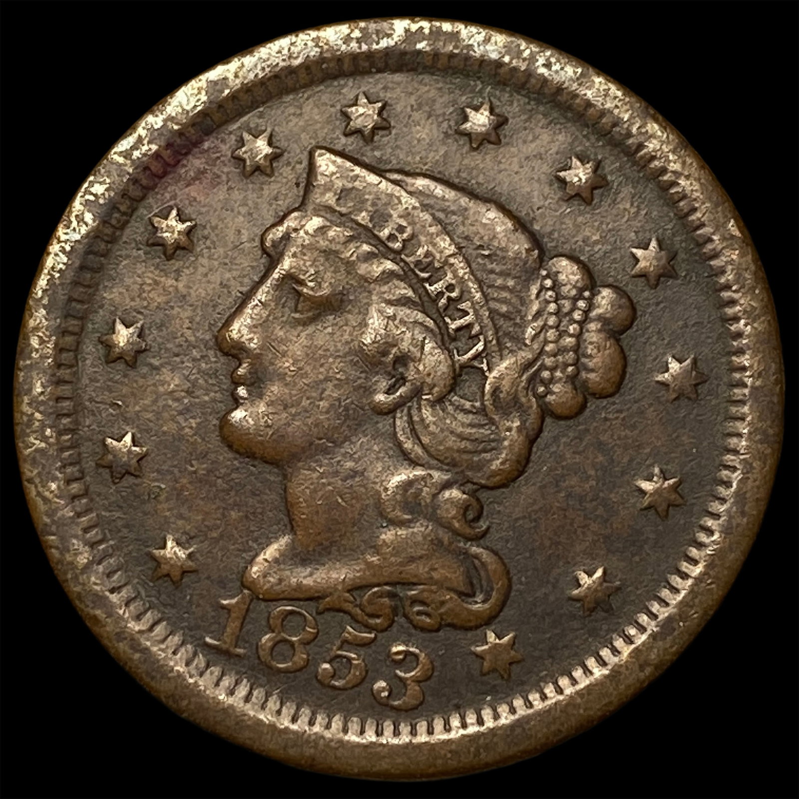 1853 Braided Hair Large Cent LIGHTLY CIRCULATED: 1853 Braided Hair Large Cent LIGHTLY CIRCULATED