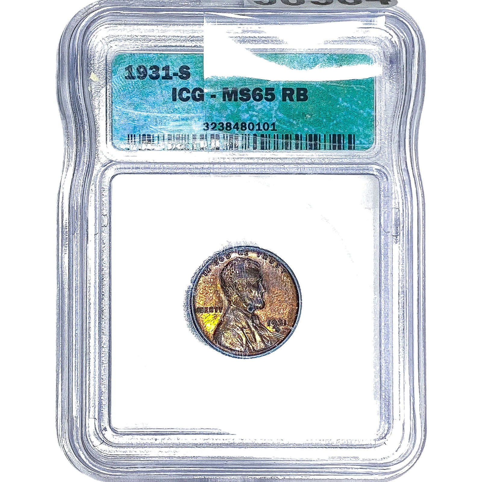 1931-S Wheat Cent ICG MS65 RB: 1931-S Wheat Cent ICG MS65 RB