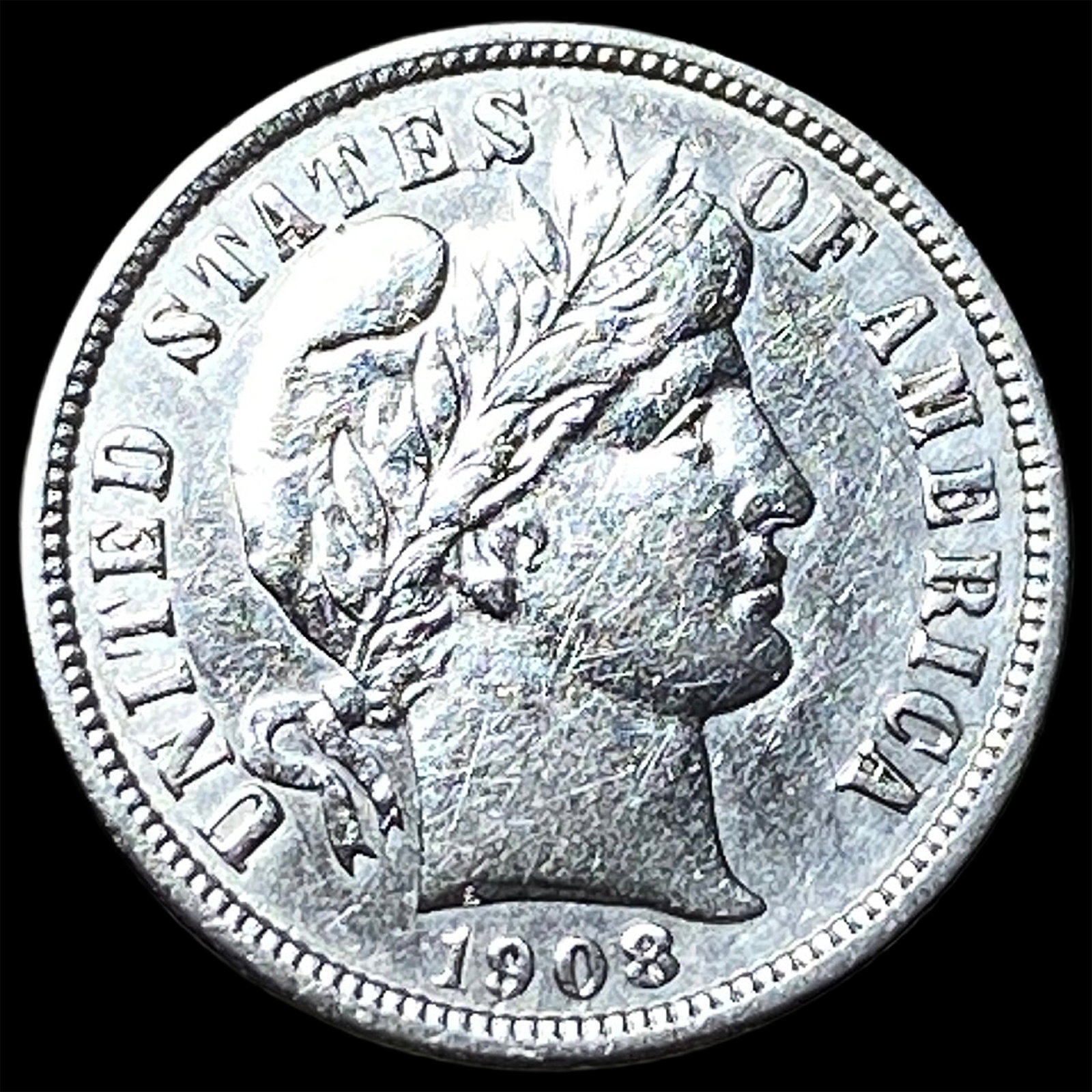 1908-D Silver Barber Dime CLOSELY UNCIRCULATED: 1908-D Silver Barber Dime CLOSELY UNCIRCULATED