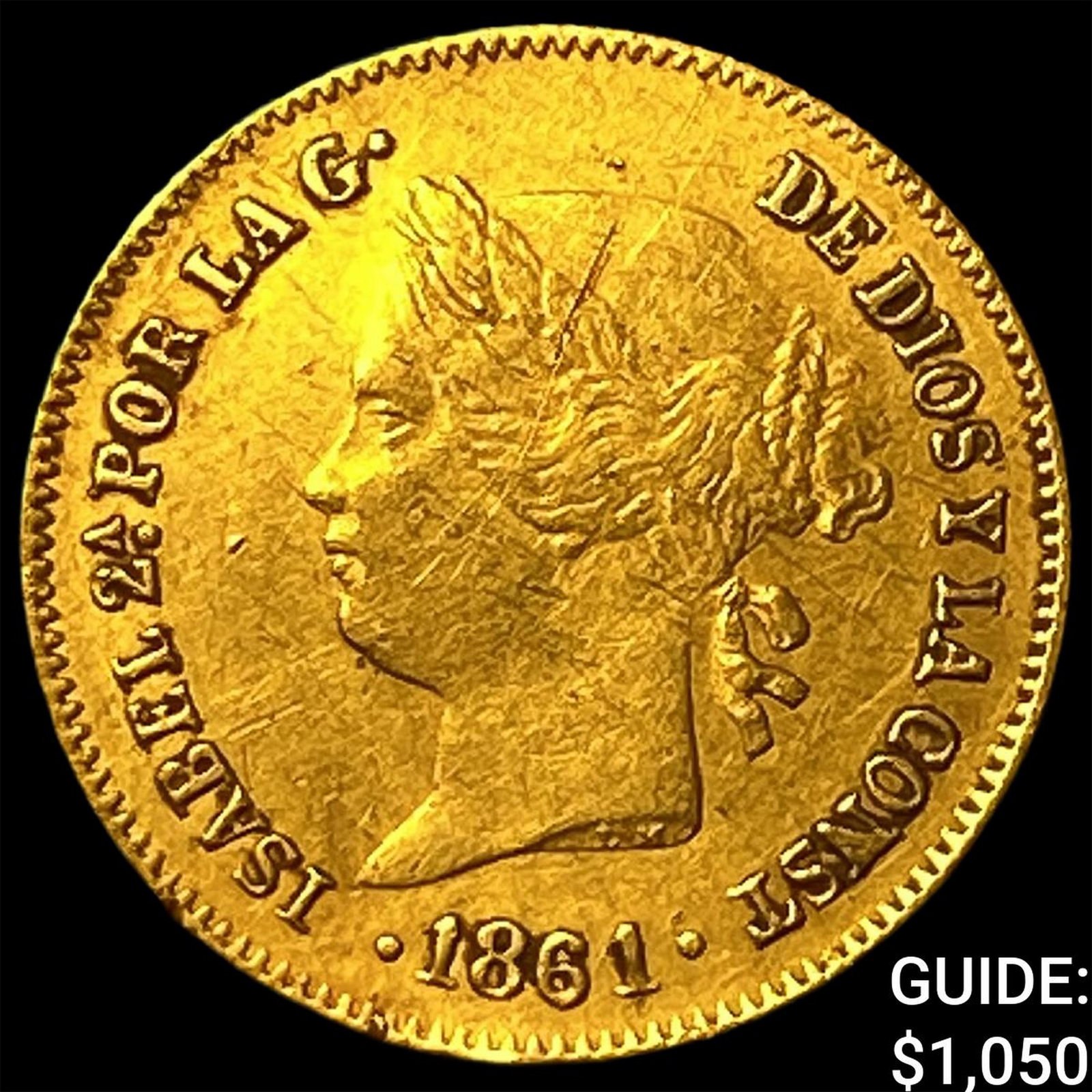 1861 Philippines Gold 1 Peso .0476 AGW: 1861 Philippines Gold 1 Peso .0476 AGW