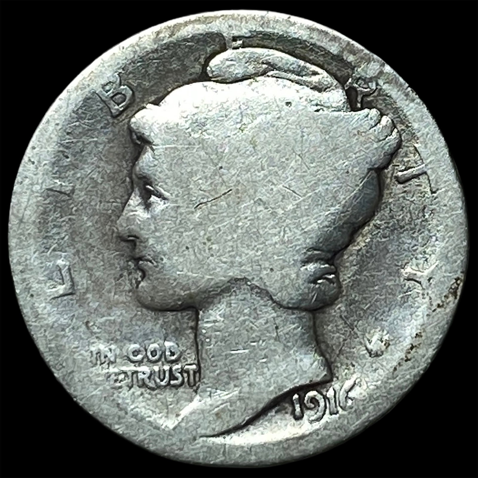 1916 Mercury Dime NICELY CIRCULATED: 1916 Mercury Dime NICELY CIRCULATED