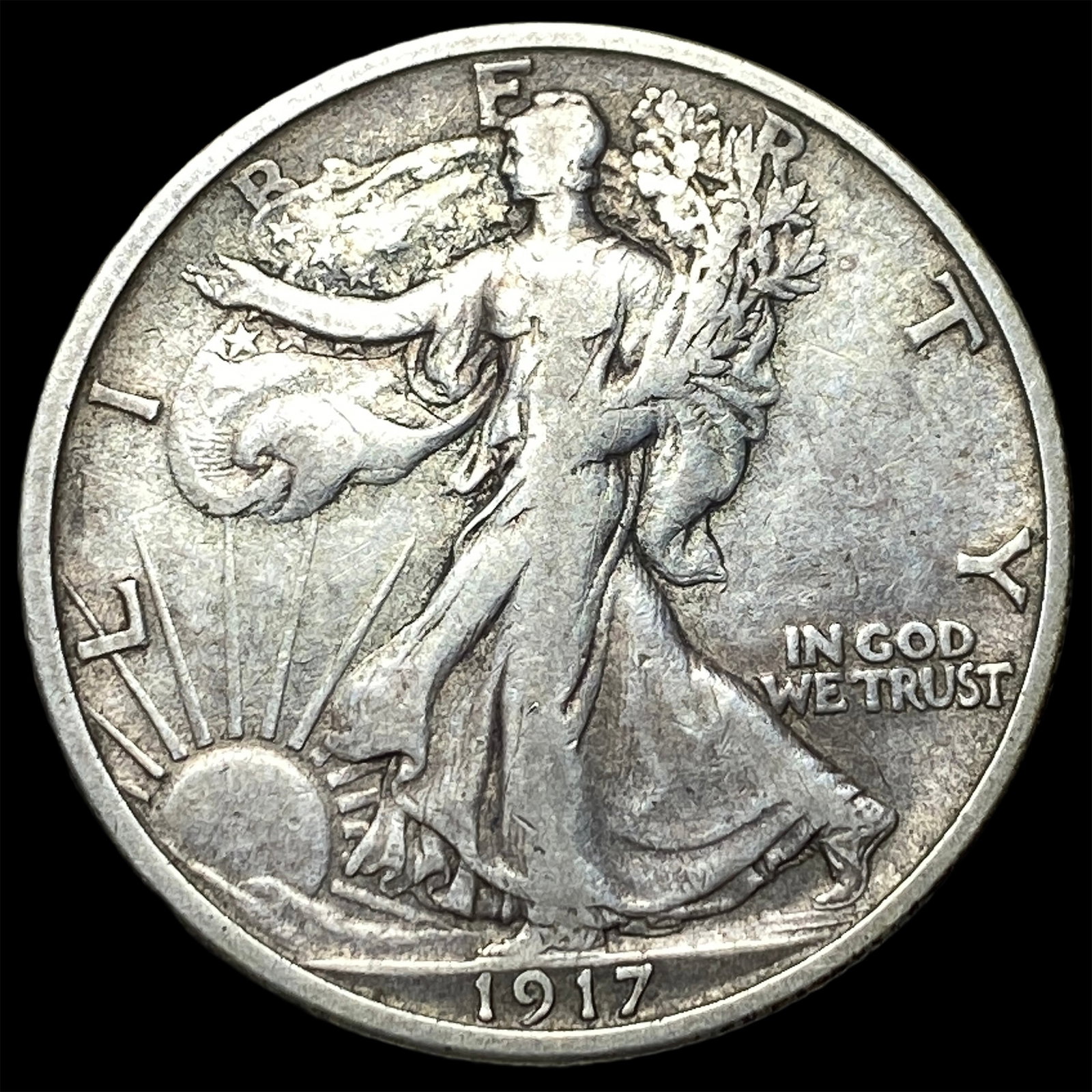 1917-S Silver Walking Liberty Half Dollar NEARLY UNCIRCULATED: 1917-S Silver Walking Liberty Half Dollar NEARLY UNCIRCULATED