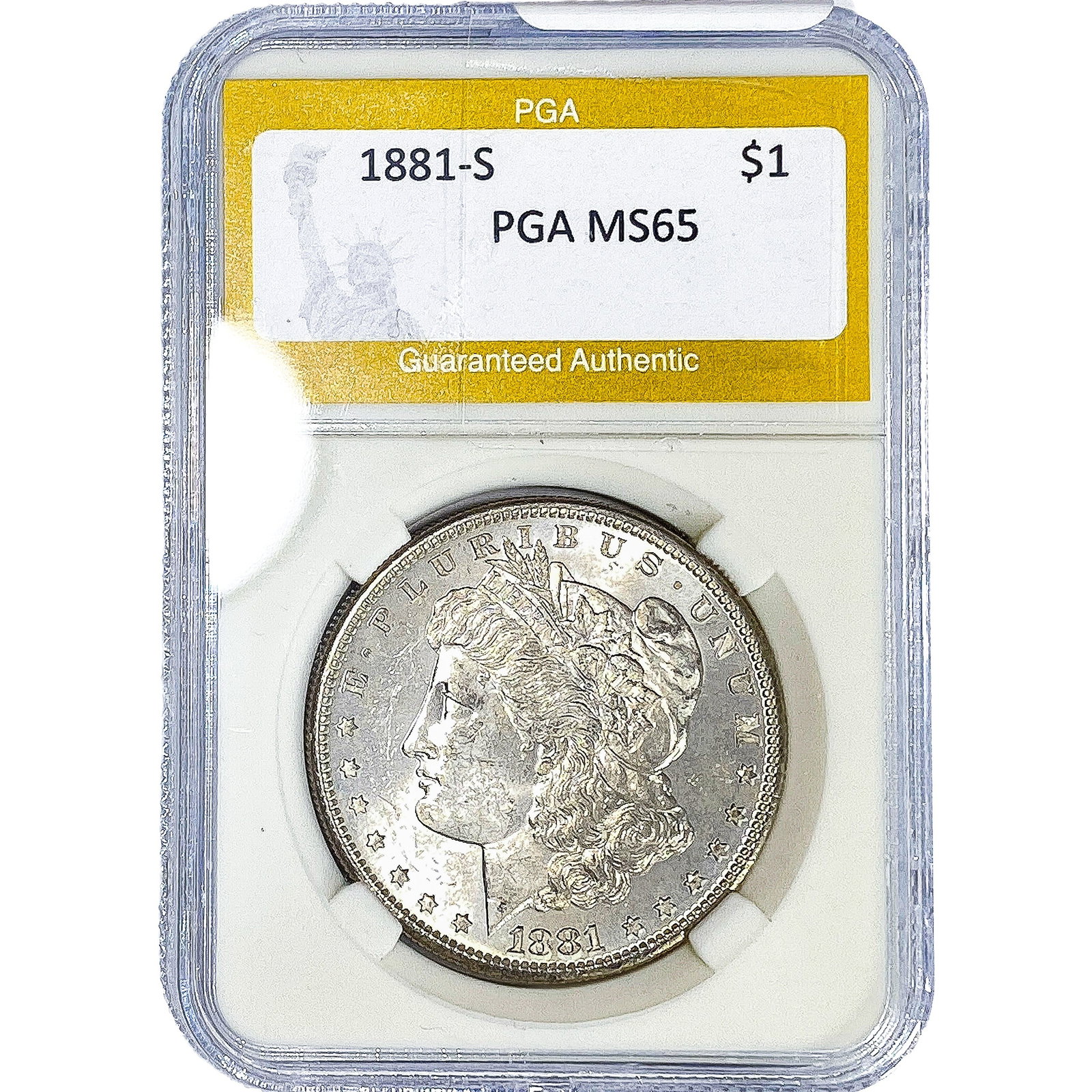 1881-S Morgan Silver Dollar PGA MS65: 1881-S Morgan Silver Dollar PGA MS65