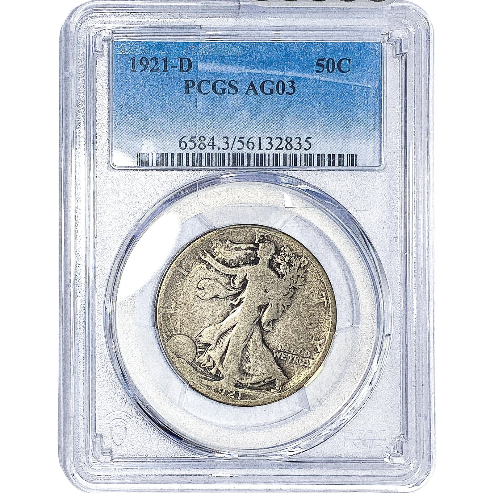 1921-D Walking Liberty Half Dollar PCGS AG03: 1921-D Walking Liberty Half Dollar PCGS AG03