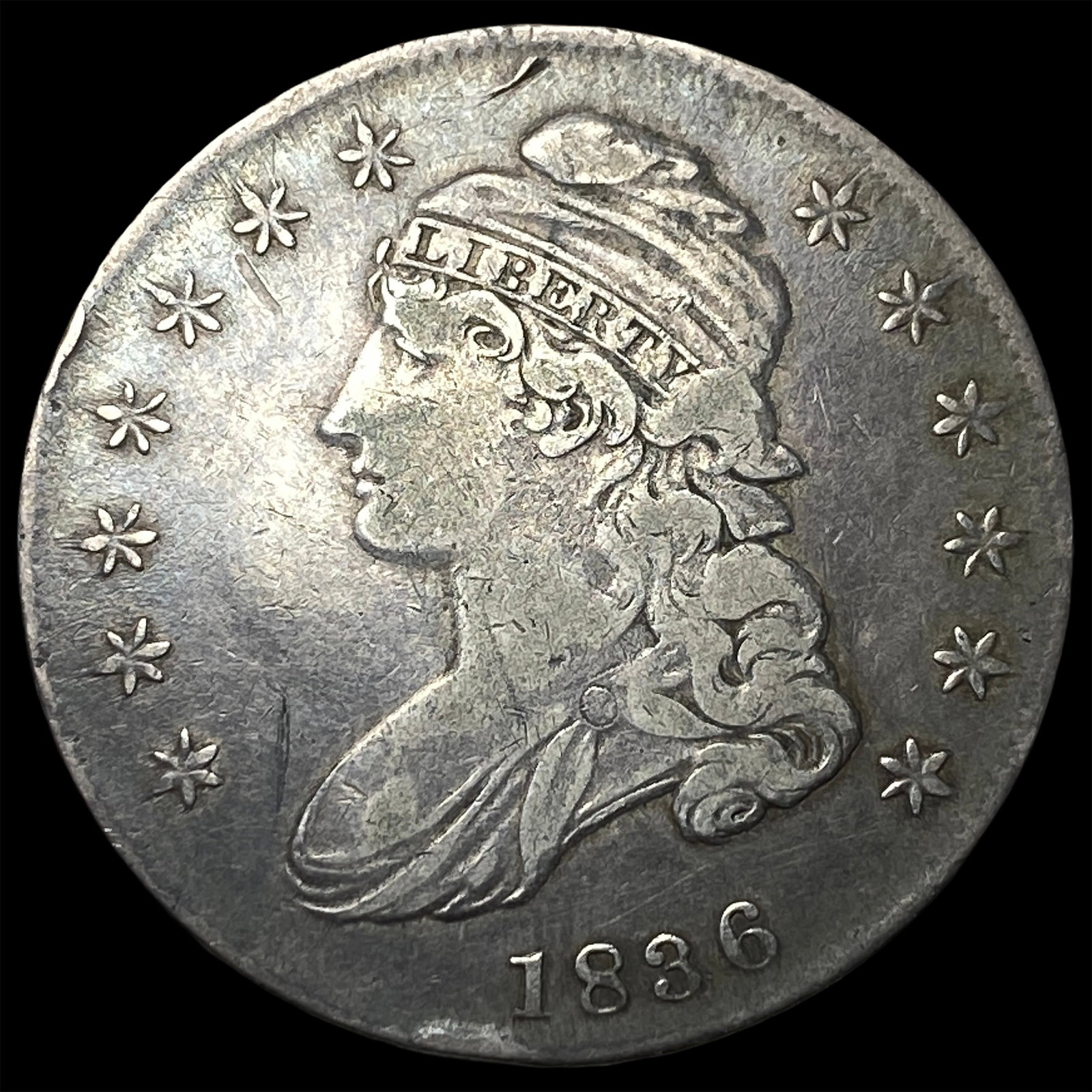1836 Capped Bust Silver Half Dollar LIGHTLY CIRCULATED (1 of 2)