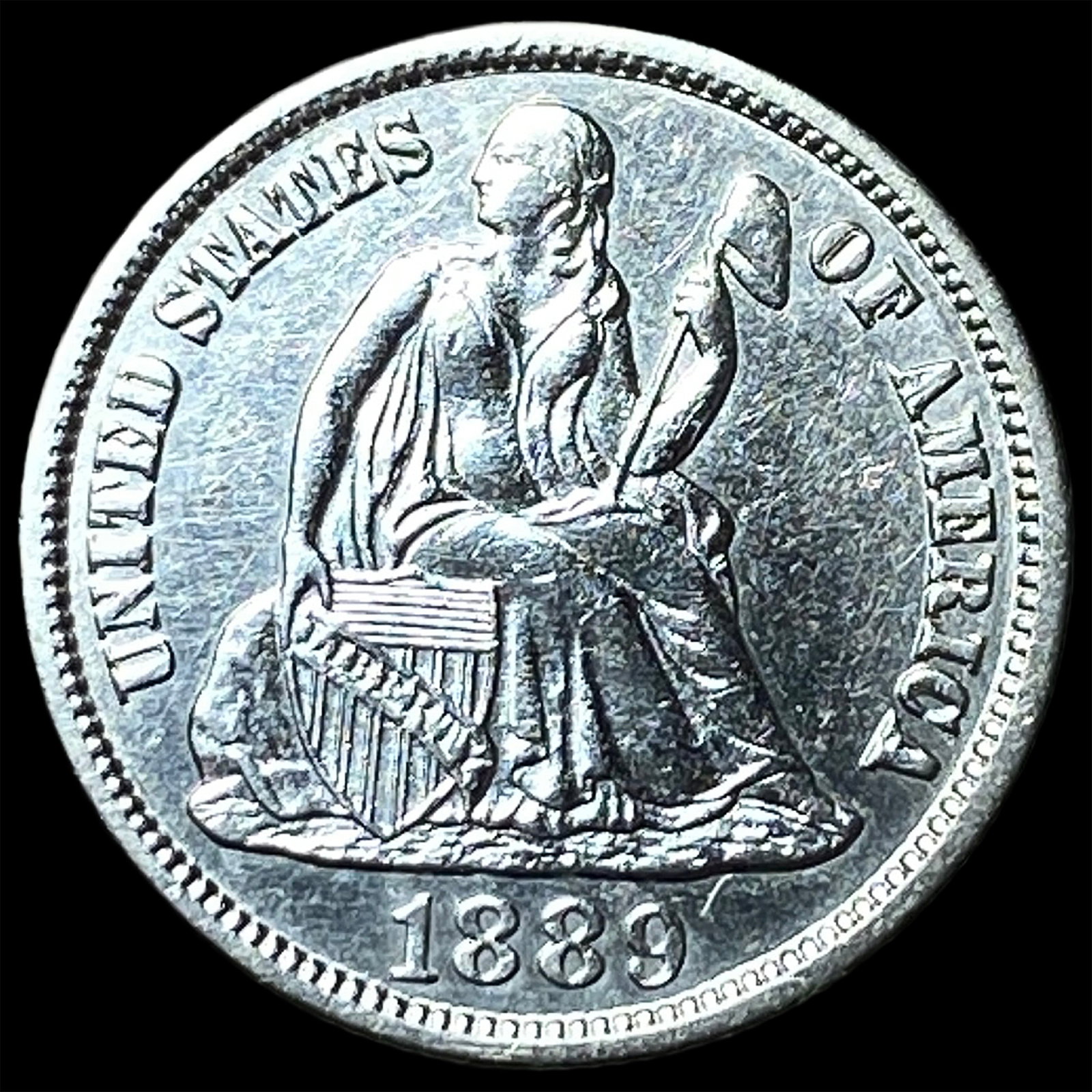 1889-S Silver Seated Liberty Dime CLOSELY UNCIRCULATED (1 of 2)