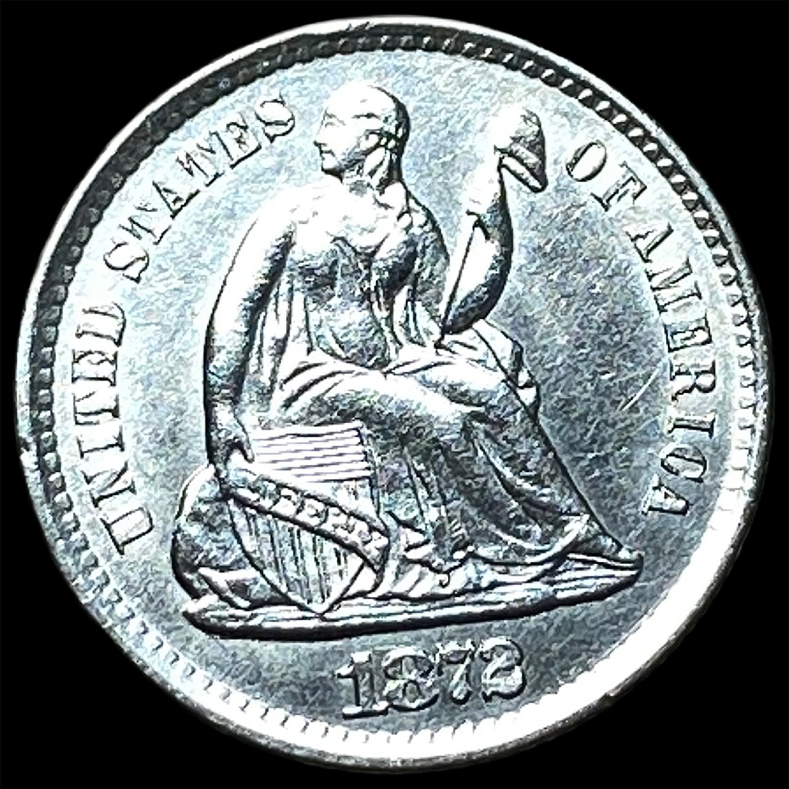 1872-S Silver Seated Liberty Half Dime CHOICE AU: 1872-S Silver Seated Liberty Half Dime CHOICE AU