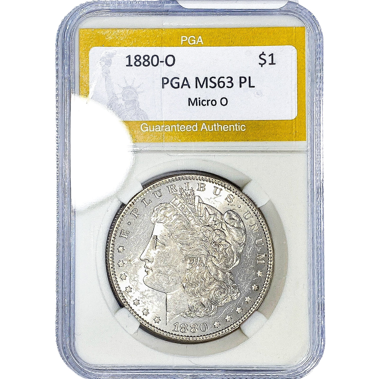 1880-O Morgan Silver Dollar PGA MS63 PL Micro O: 1880-O Morgan Silver Dollar PGA MS63 PL Micro O