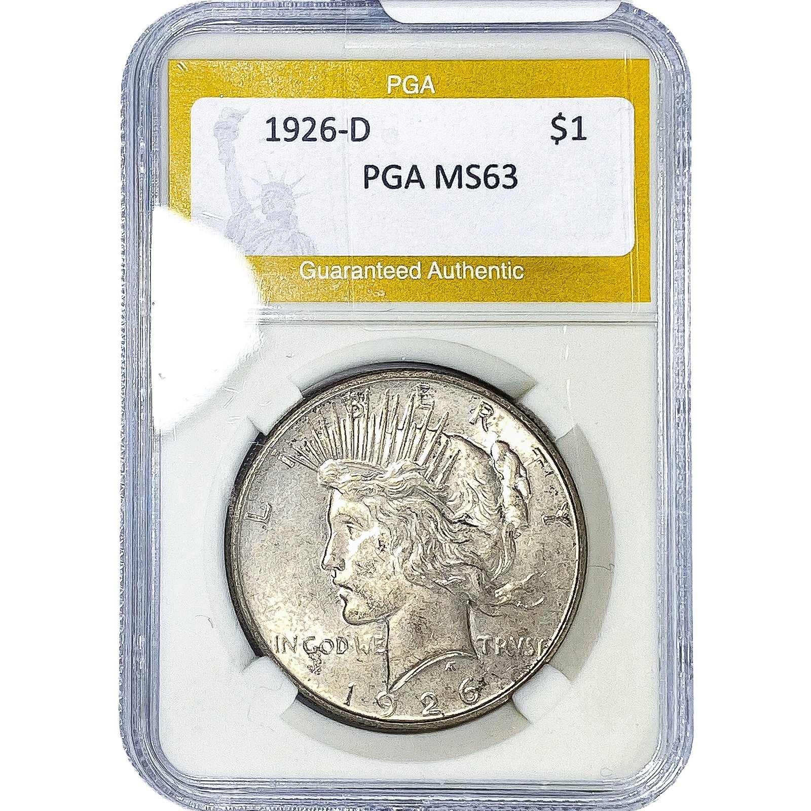 1926-D Silver Peace Dollar PGA MS63: 1926-D Silver Peace Dollar PGA MS63