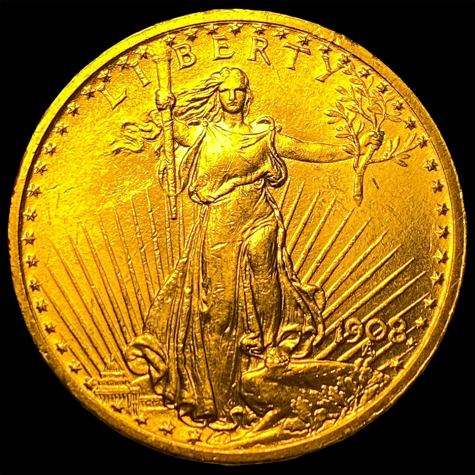 1908 No Motto St. Gaudens $20 Gold Double Eagle CHOICE BU: 1908 No Motto St. Gaudens $20 Gold Double Eagle CHOICE BU