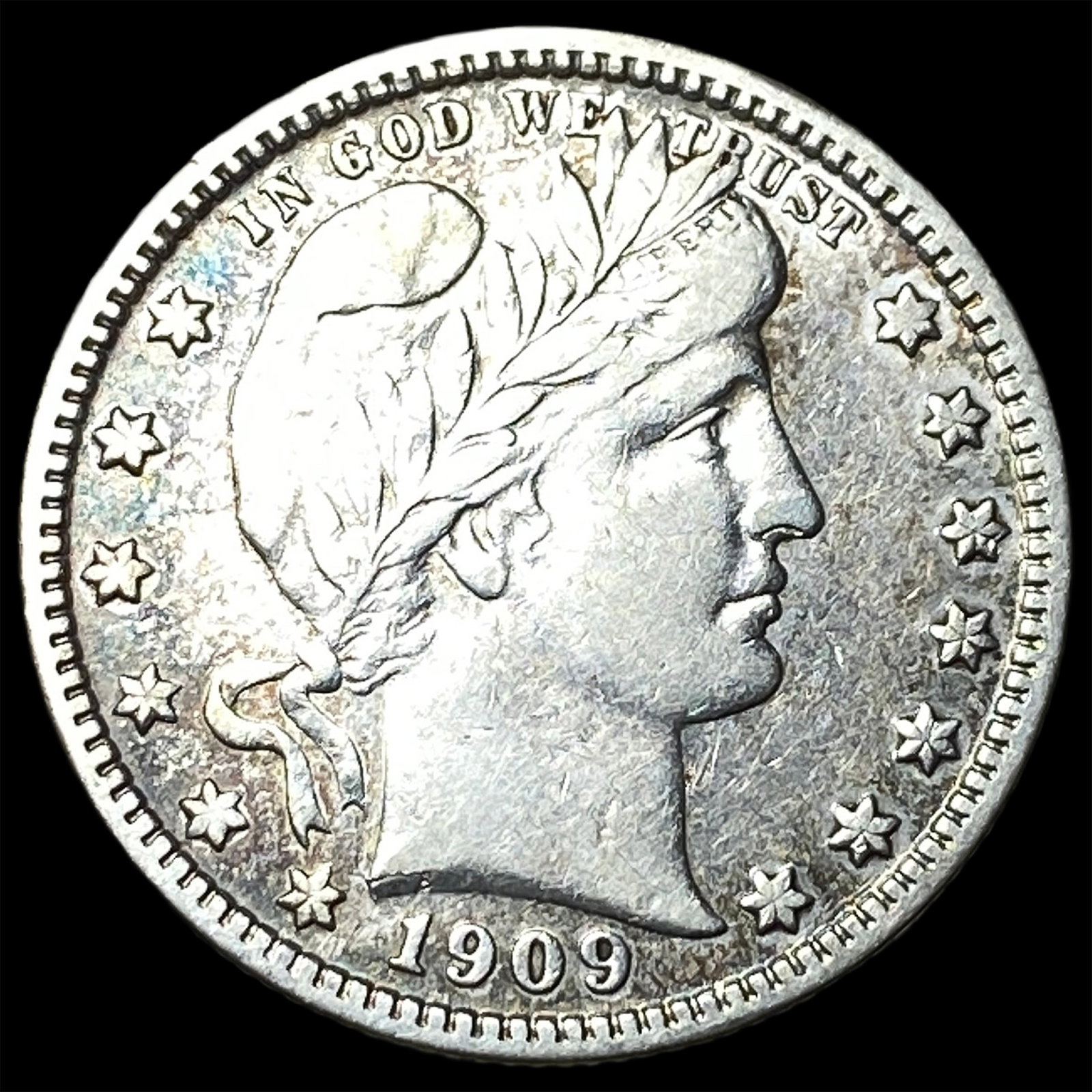 1909 Barber Silver Quarter NEARLY UNCIRCULATED: 1909 Barber Silver Quarter NEARLY UNCIRCULATED