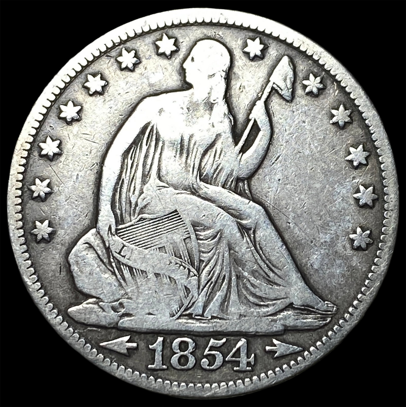 1854 Arrows Seated Liberty Half Dollar LIGHTLY CIRCULATED: 1854 Arrows Seated Liberty Half Dollar LIGHTLY CIRCULATED