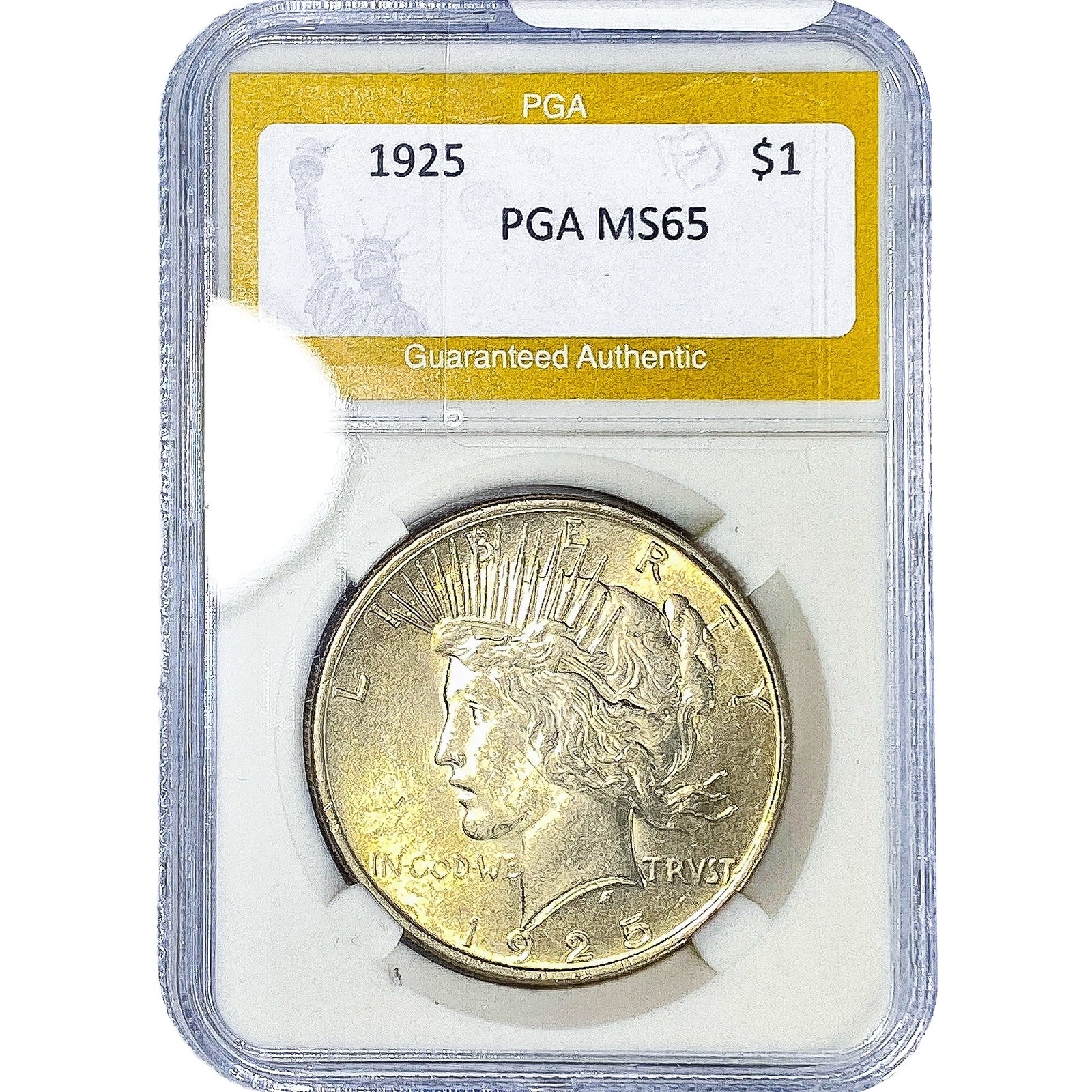 1925 Silver Peace Dollar PGA MS65: 1925 Silver Peace Dollar PGA MS65