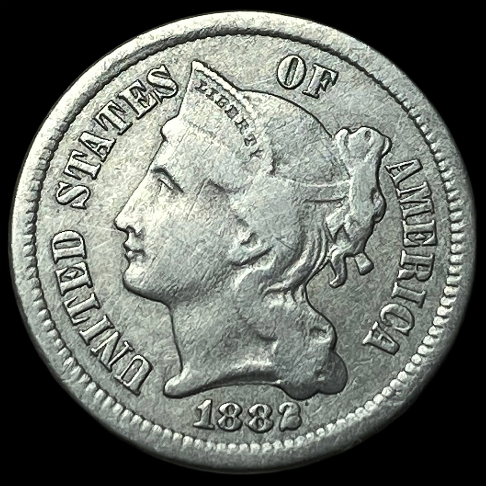 1882 Nickel Three-Cent Piece LIGHTLY CIRCULATED: 1882 Nickel Three-Cent Piece LIGHTLY CIRCULATED