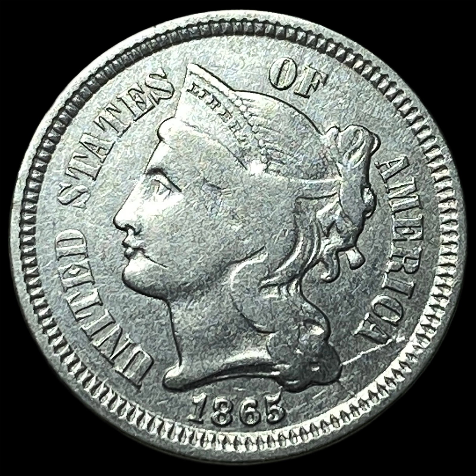 1865 Nickel Three-Cent Piece LIGHTLY CIRCULATED (1 of 2)