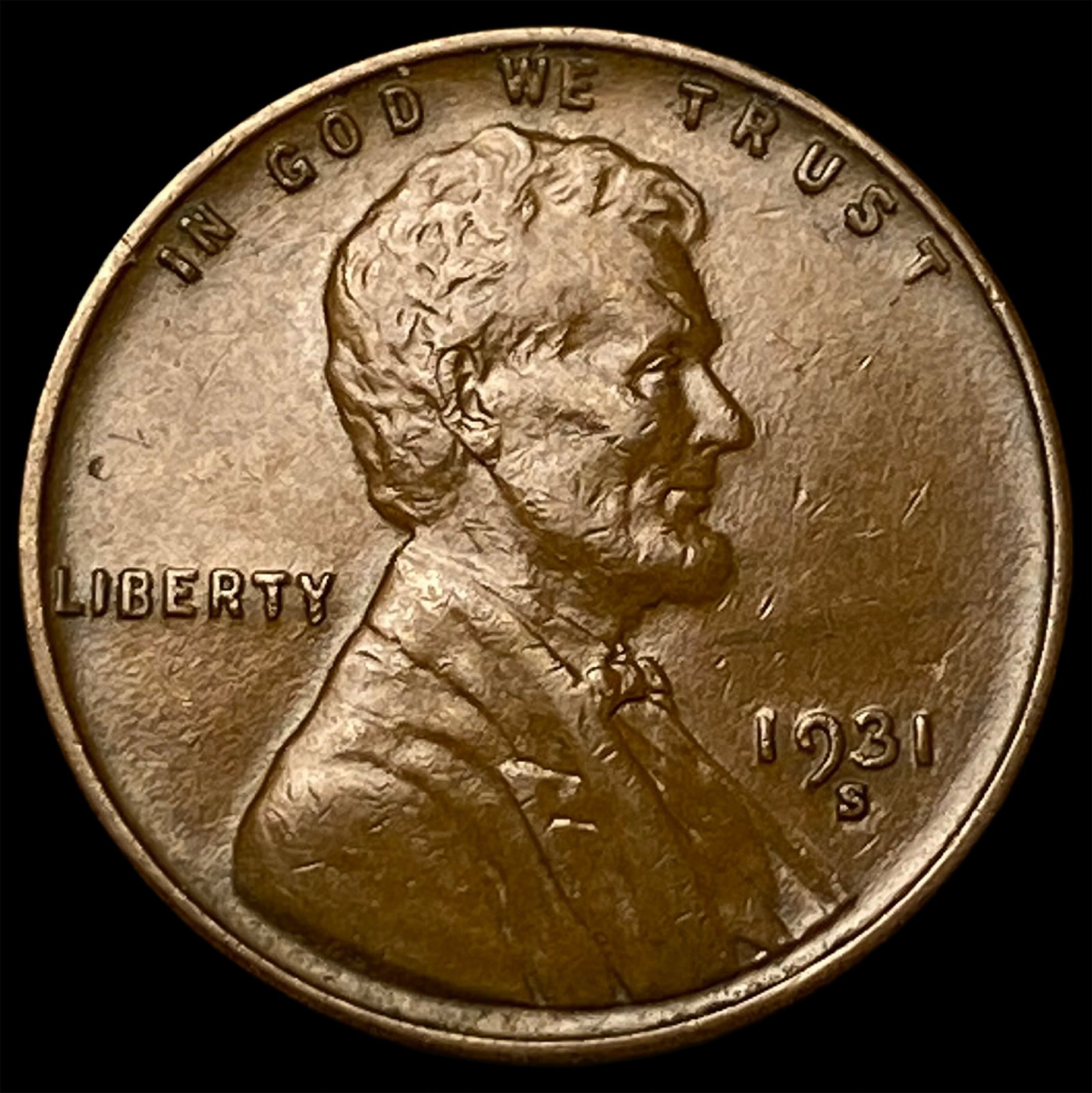 1931-S Lincoln Wheat Cent CLOSELY UNCIRCULATED: 1931-S Lincoln Wheat Cent CLOSELY UNCIRCULATED