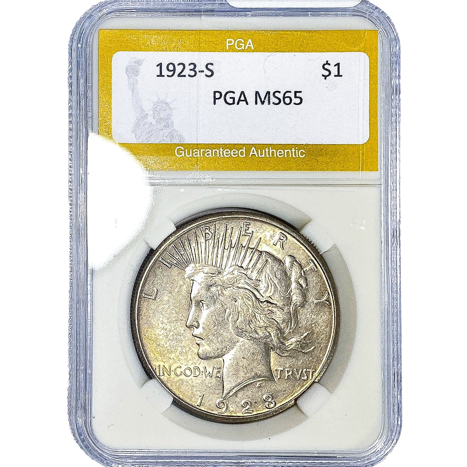 1923-S Silver Peace Dollar PGA MS65: 1923-S Silver Peace Dollar PGA MS65