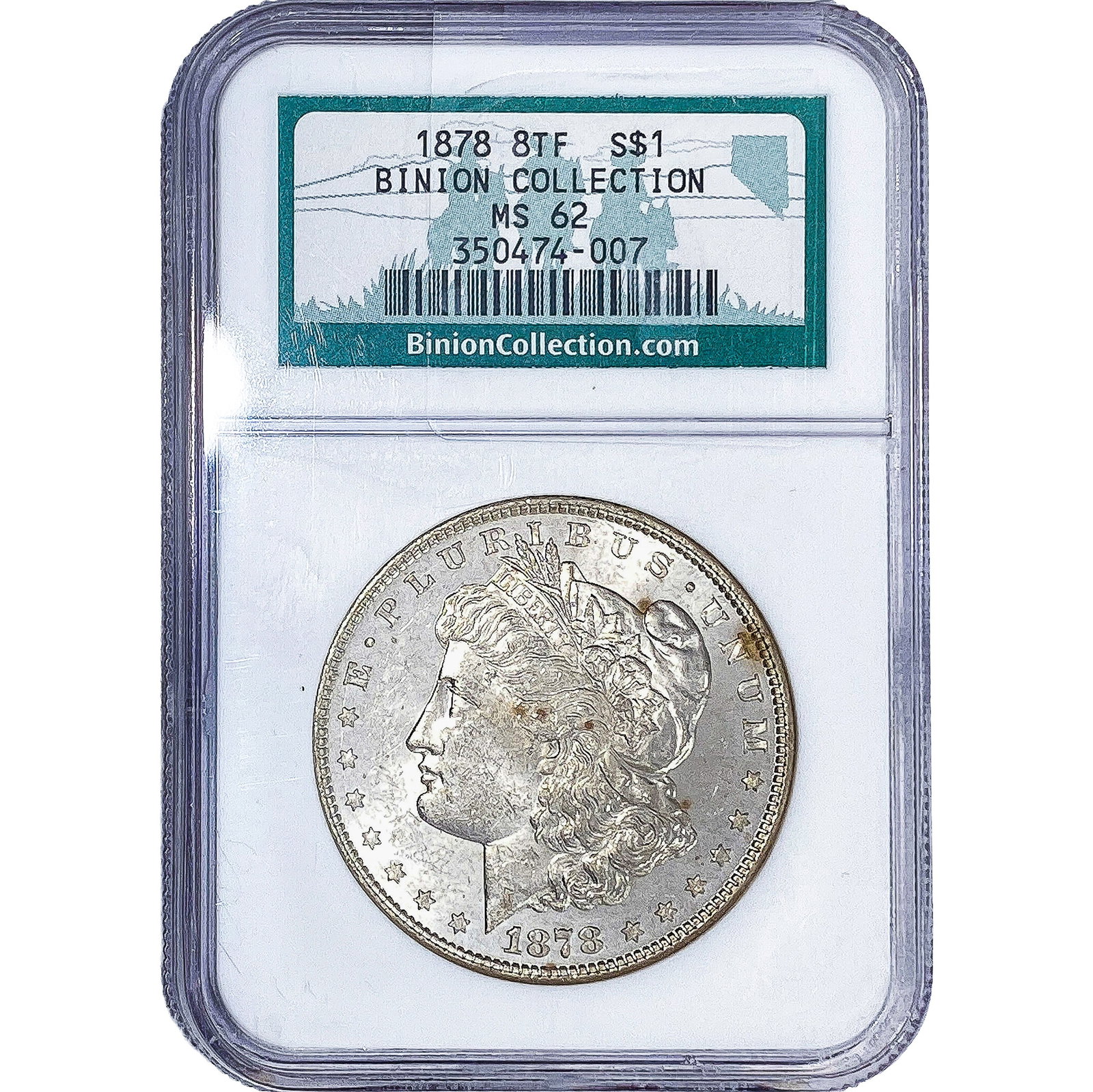 1878 7TF Morgan Silver Dollar NGC MS62: 1878 7TF Morgan Silver Dollar NGC MS62