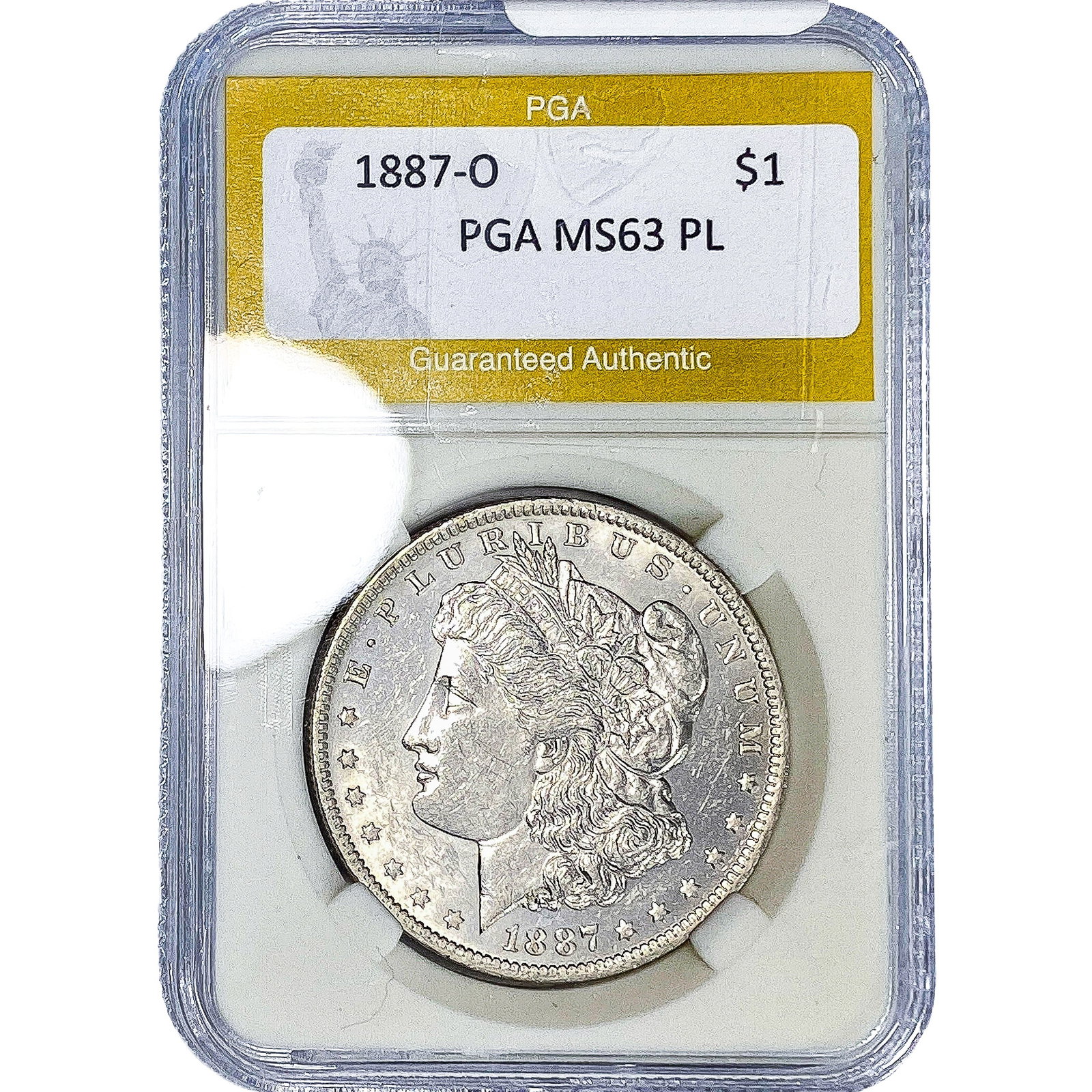 1887-O Morgan Silver Dollar PGA MS63 PL: 1887-O Morgan Silver Dollar PGA MS63 PL