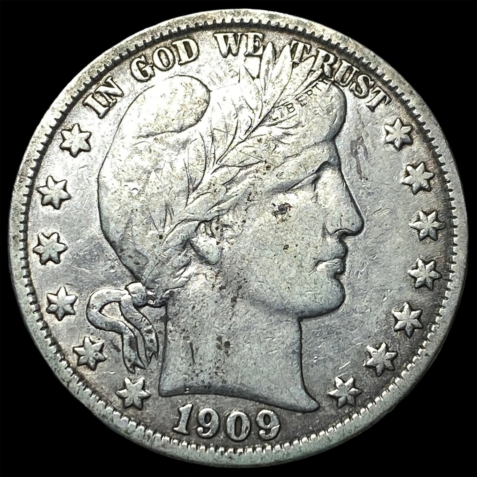 1909-O Silver Barber Half Dollar NEARLY UNCIRCULATED: 1909-O Silver Barber Half Dollar NEARLY UNCIRCULATED