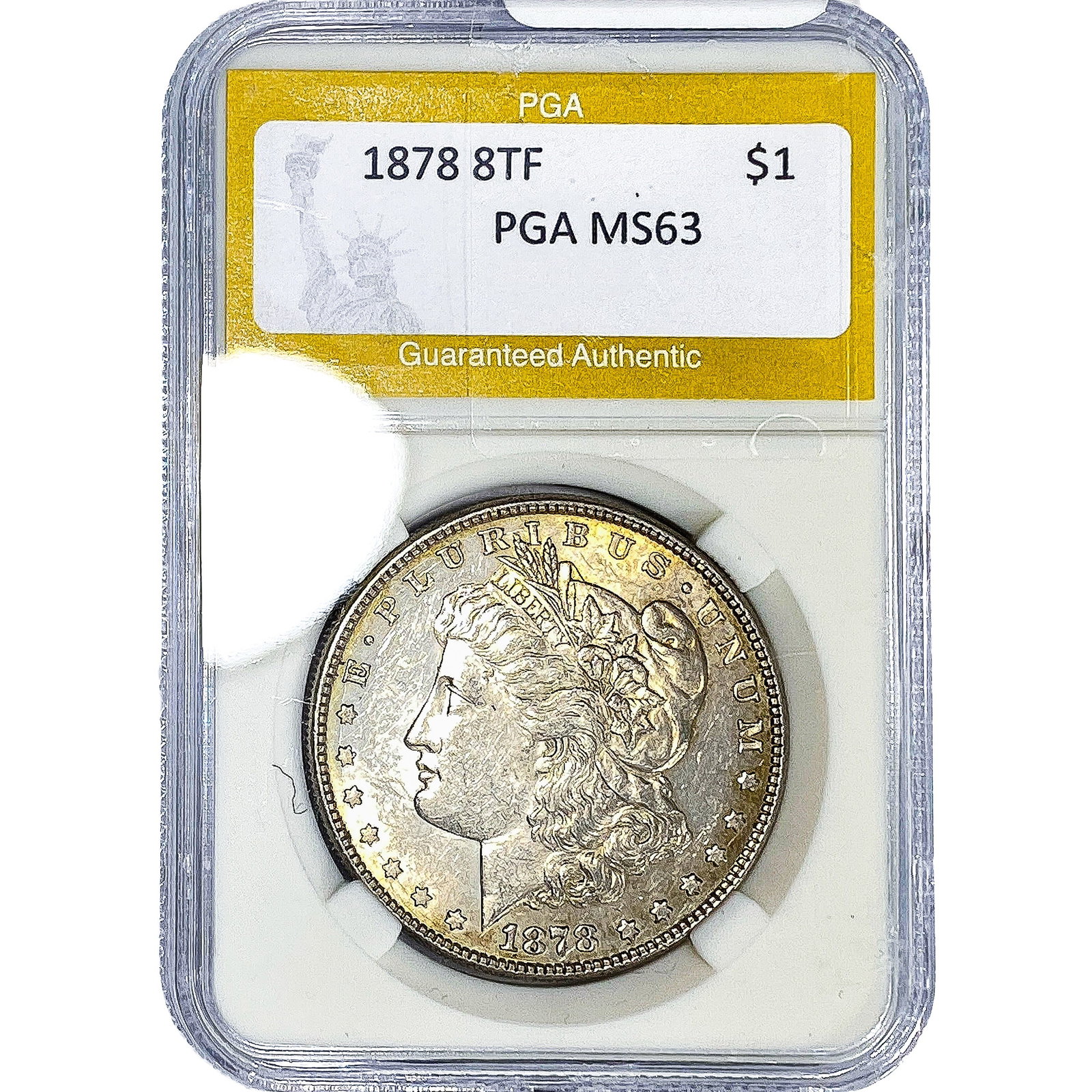 1878 8TF Morgan Silver Dollar PGA MS63: 1878 8TF Morgan Silver Dollar PGA MS63