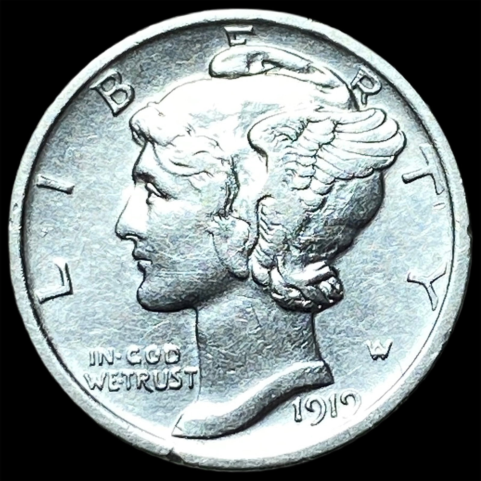1919 Silver Mercury Dime CLOSELY UNCIRCULATED (1 of 2)