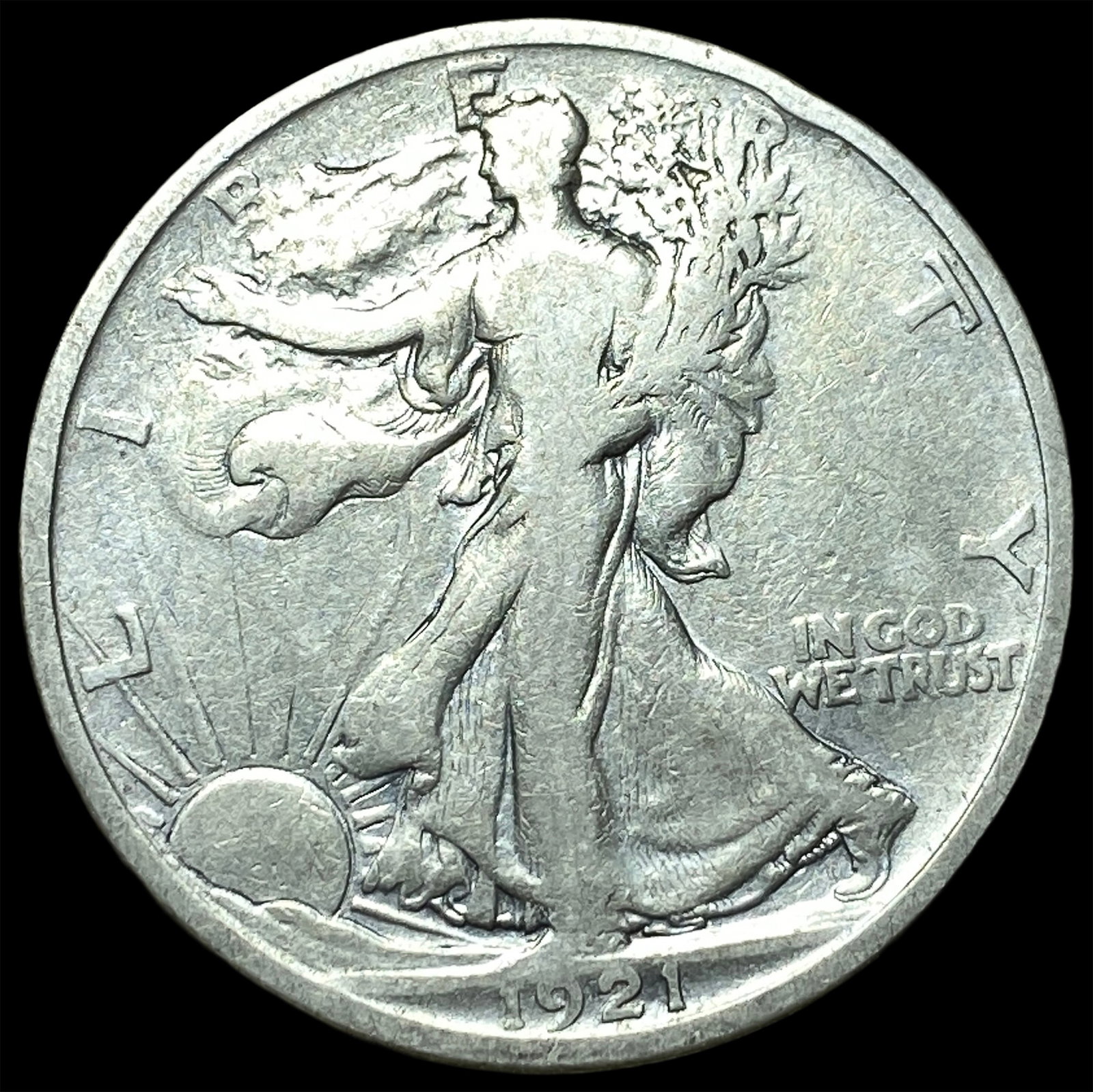 1921 Silver Half Dollar Walking Liberty NICELY CIRCULATED: 1921 Silver Half Dollar Walking Liberty NICELY CIRCULATED