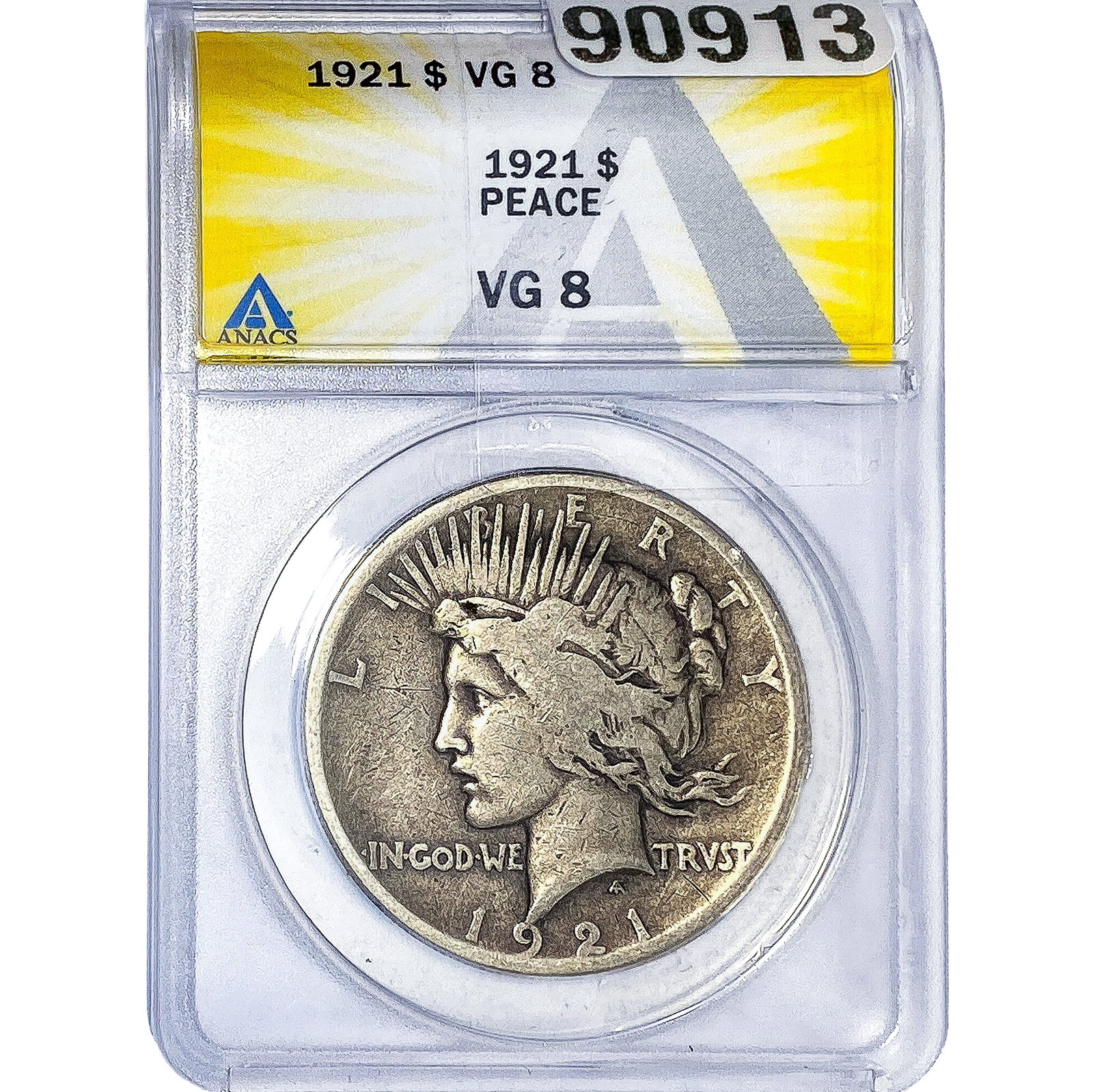1921 Morgan Silver Dollar ANACS VG8: 1921 Morgan Silver Dollar ANACS VG8