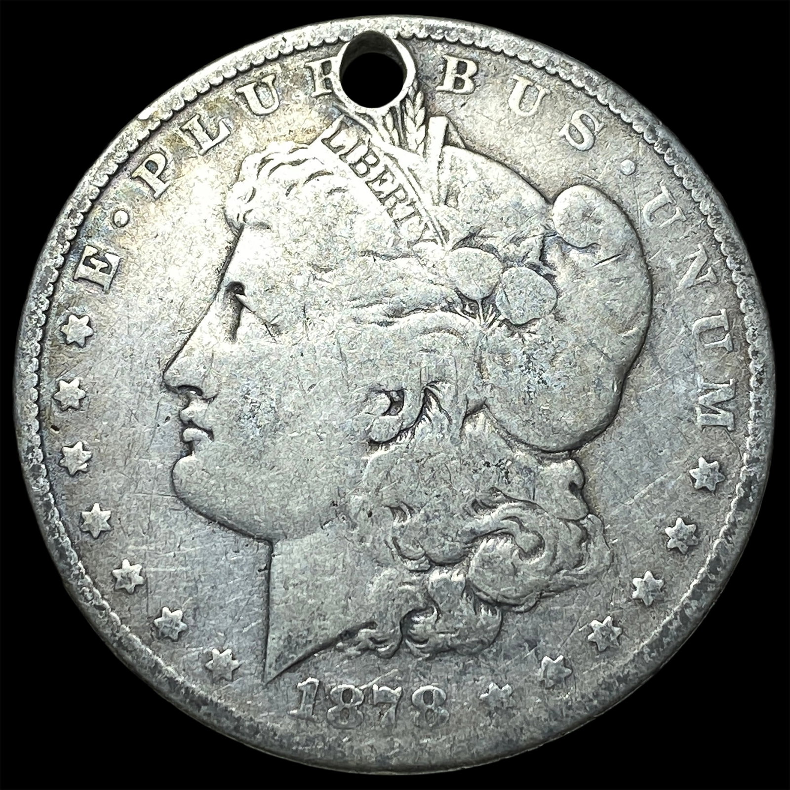 1878 Morgan Silver Dollar (Holed) NICELY CIRCULATED: 1878 Morgan Silver Dollar (Holed) NICELY CIRCULATED