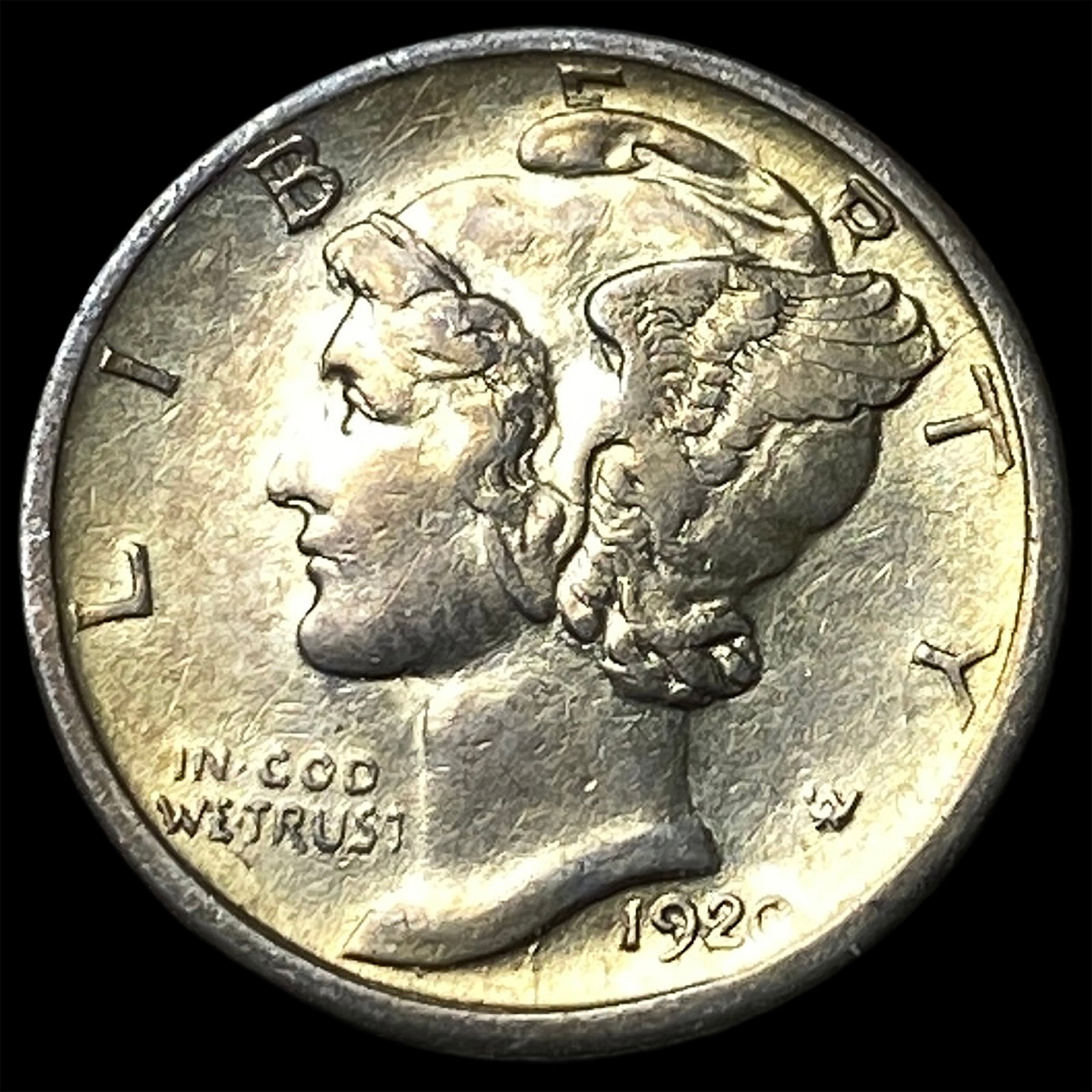 1920-S Silver Mercury Dime CLOSELY UNCIRCULATED: 1920-S Silver Mercury Dime CLOSELY UNCIRCULATED