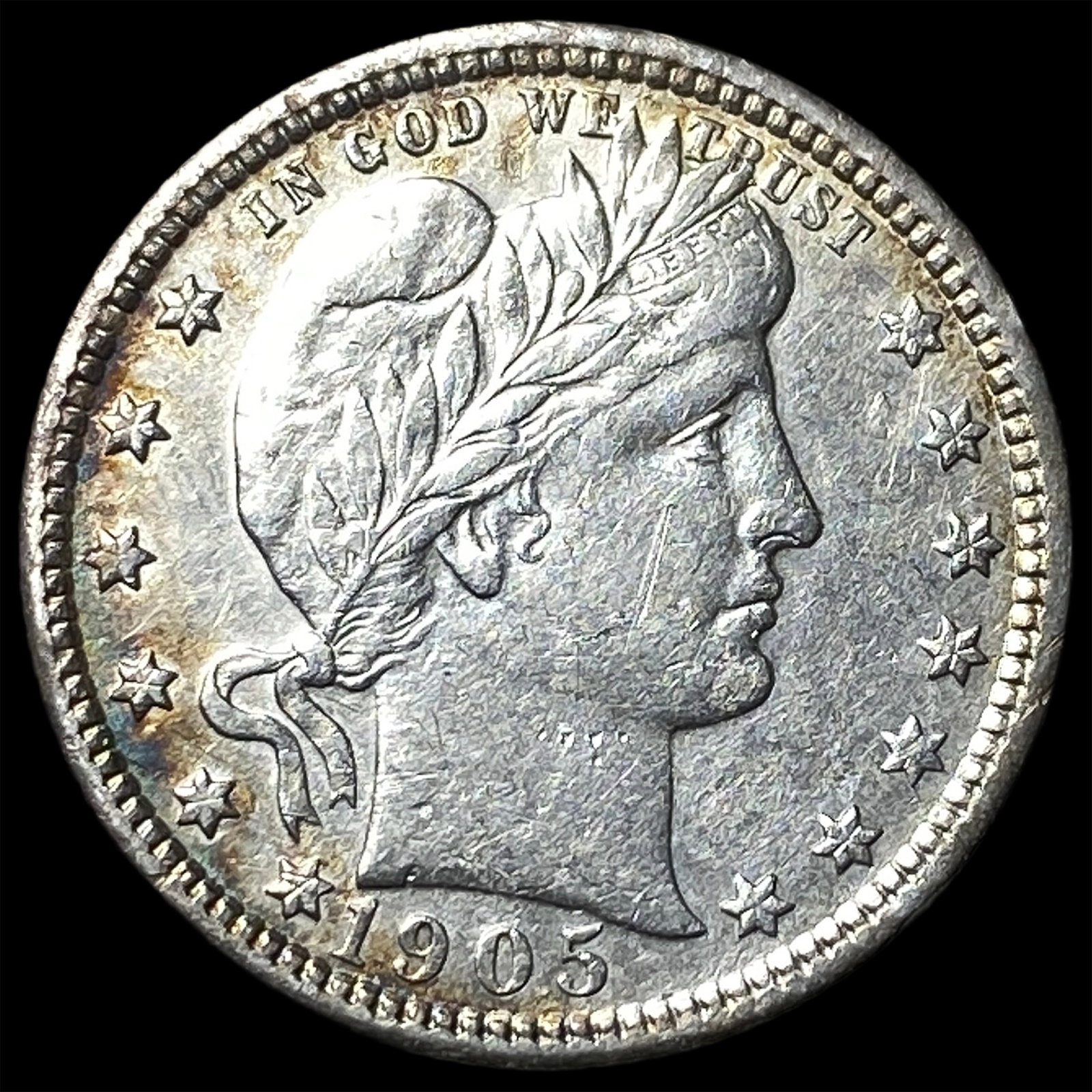 1905 Barber Silver Quarter CLOSELY UNCIRCULATED: 1905 Barber Silver Quarter CLOSELY UNCIRCULATED