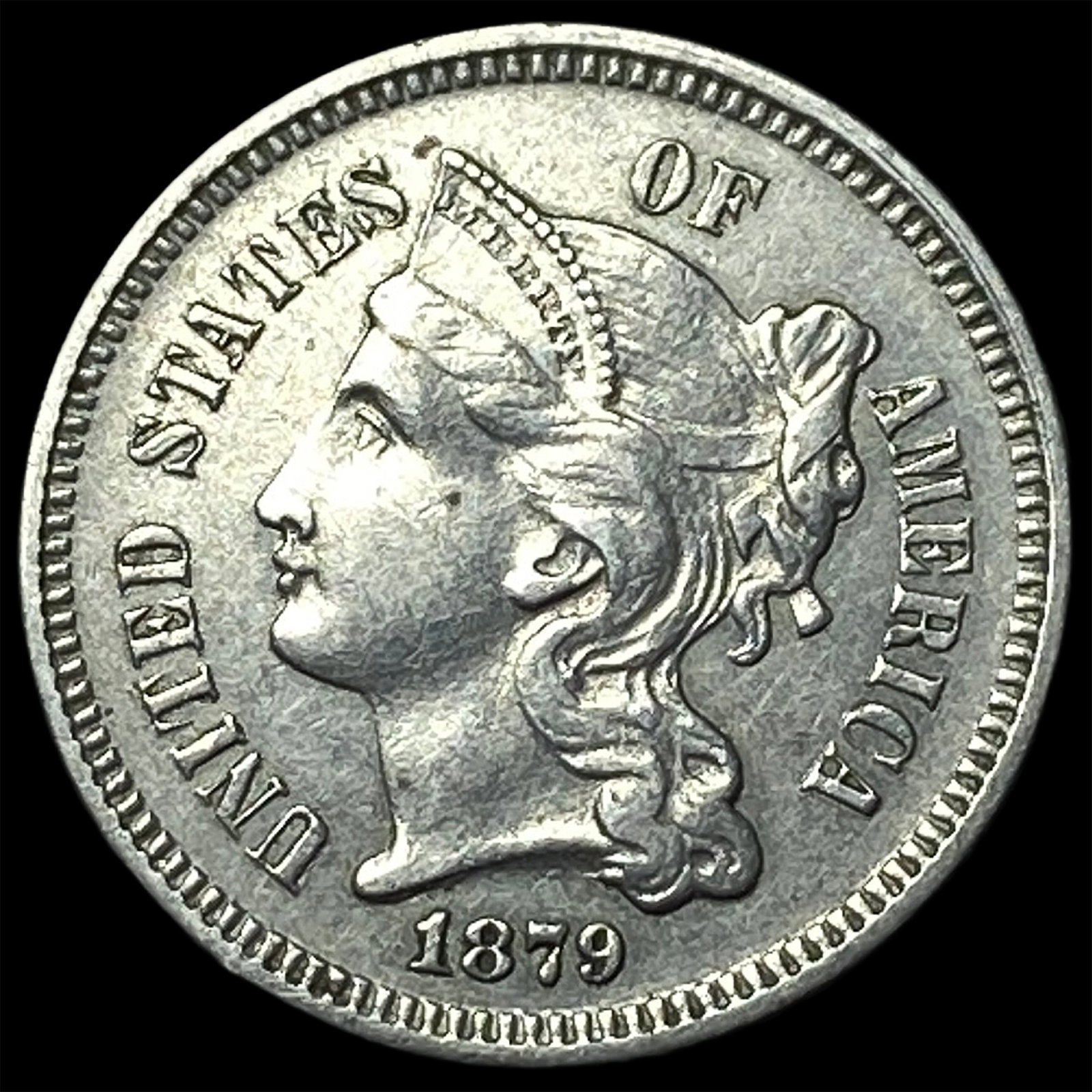 1879 Nickel Three-Cent Piece CLOSELY UNCIRCULATED (1 of 2)